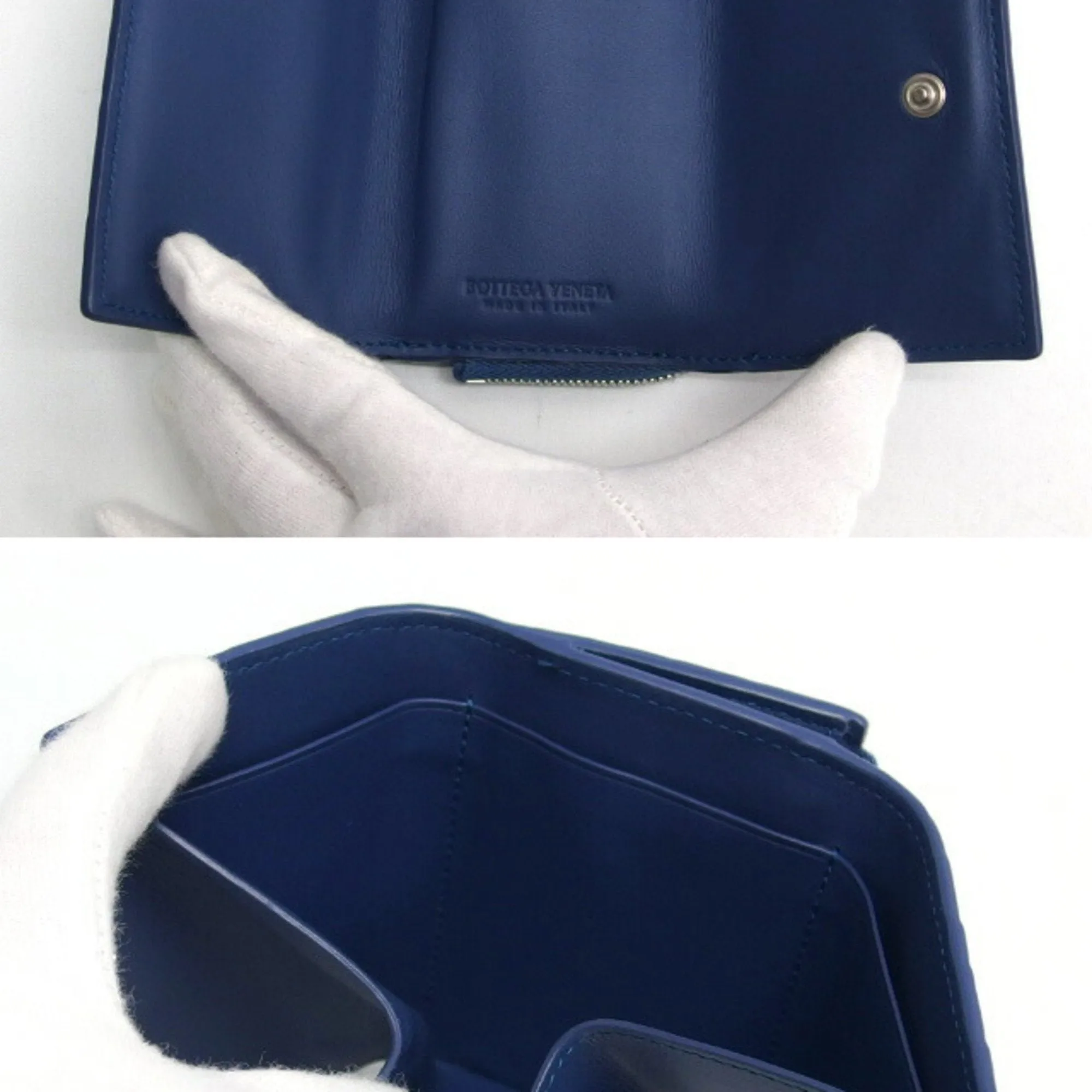 Bottega Veneta Intrecciato Matte Navy Intrecciato Coin Purse/Coin Case (Pre-Owned)