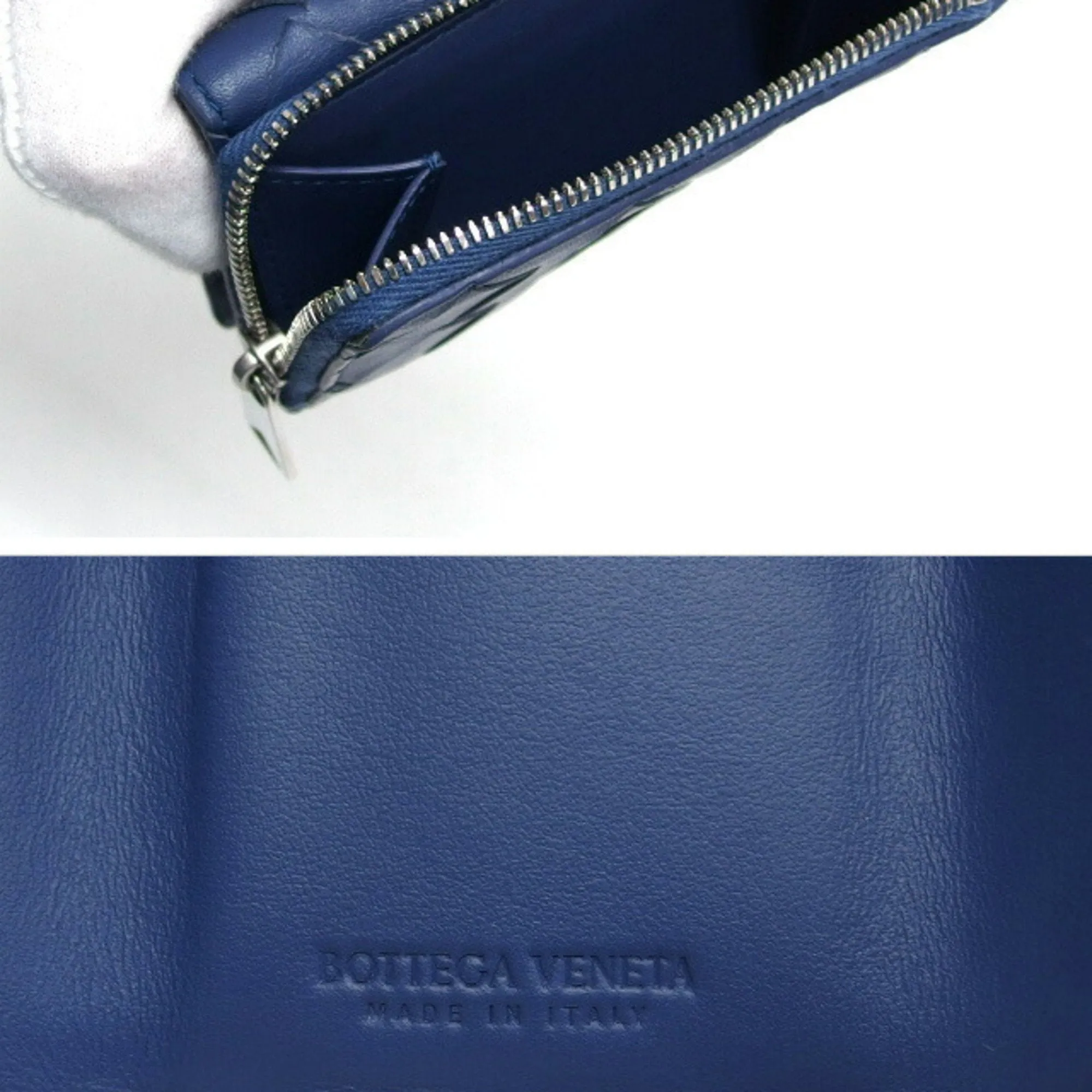 Bottega Veneta Intrecciato Matte Navy Intrecciato Coin Purse/Coin Case (Pre-Owned)