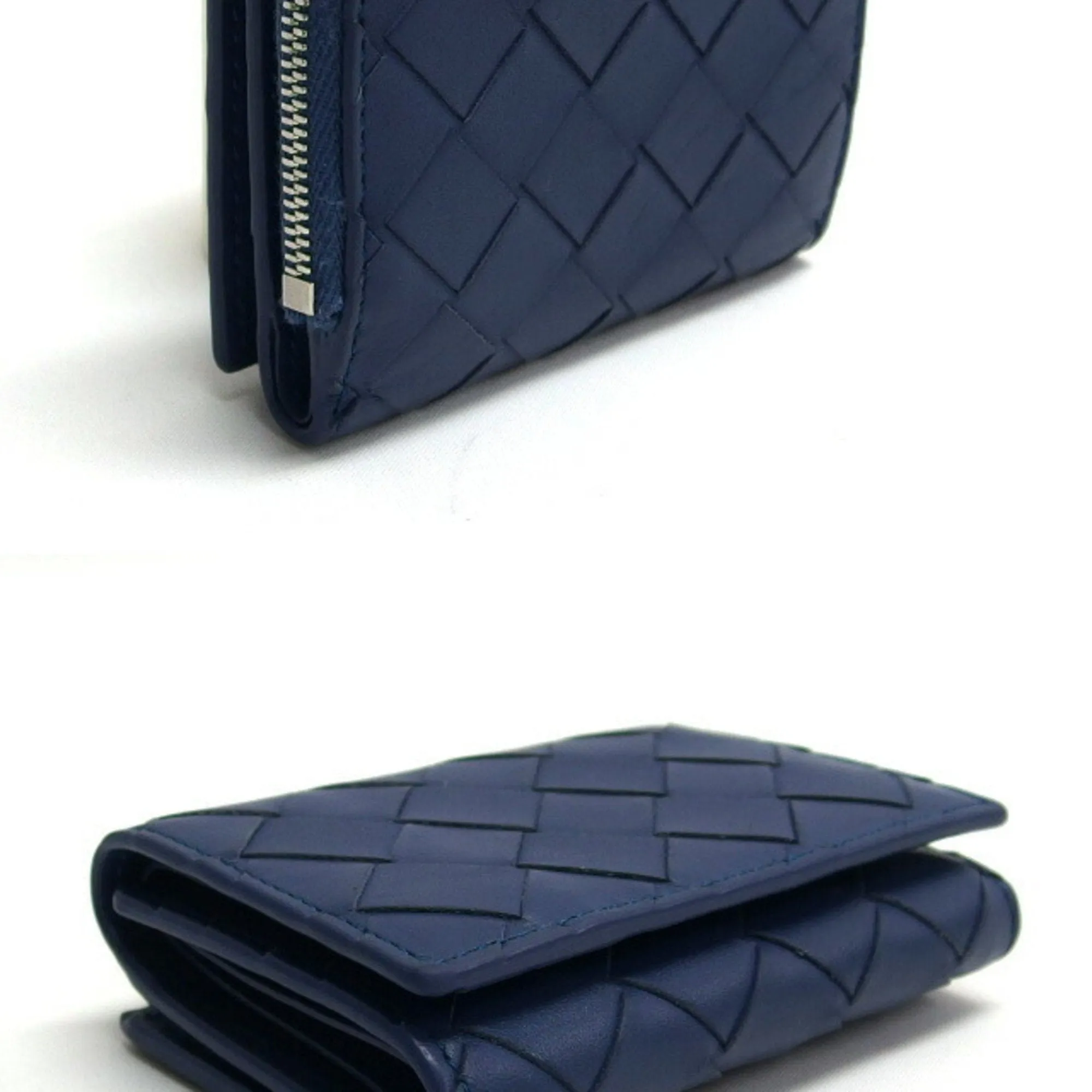 Bottega Veneta Intrecciato Matte Navy Intrecciato Coin Purse/Coin Case (Pre-Owned)