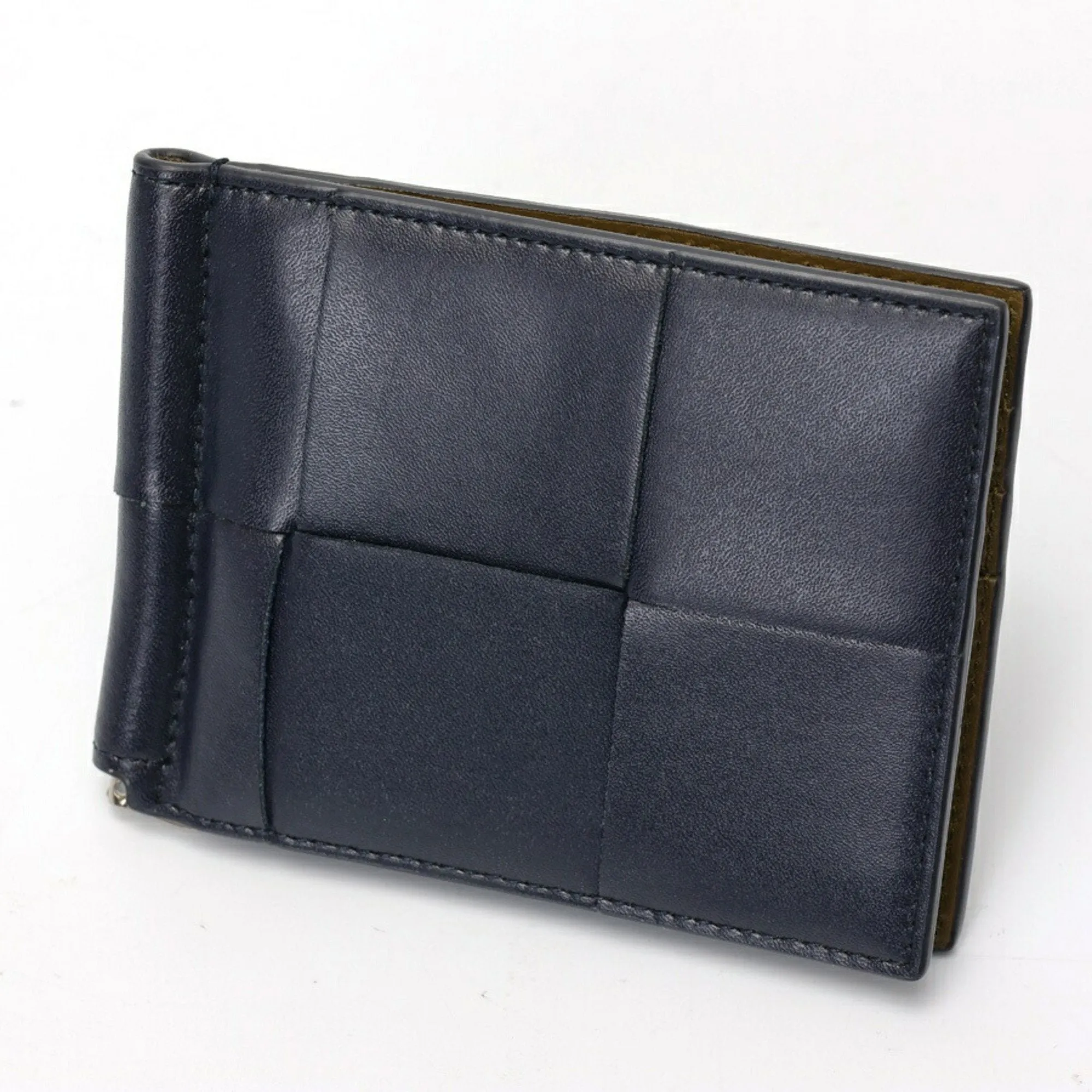 Bottega Veneta Navy Intrecciato Leather Card Wallet (Pre-Owned)