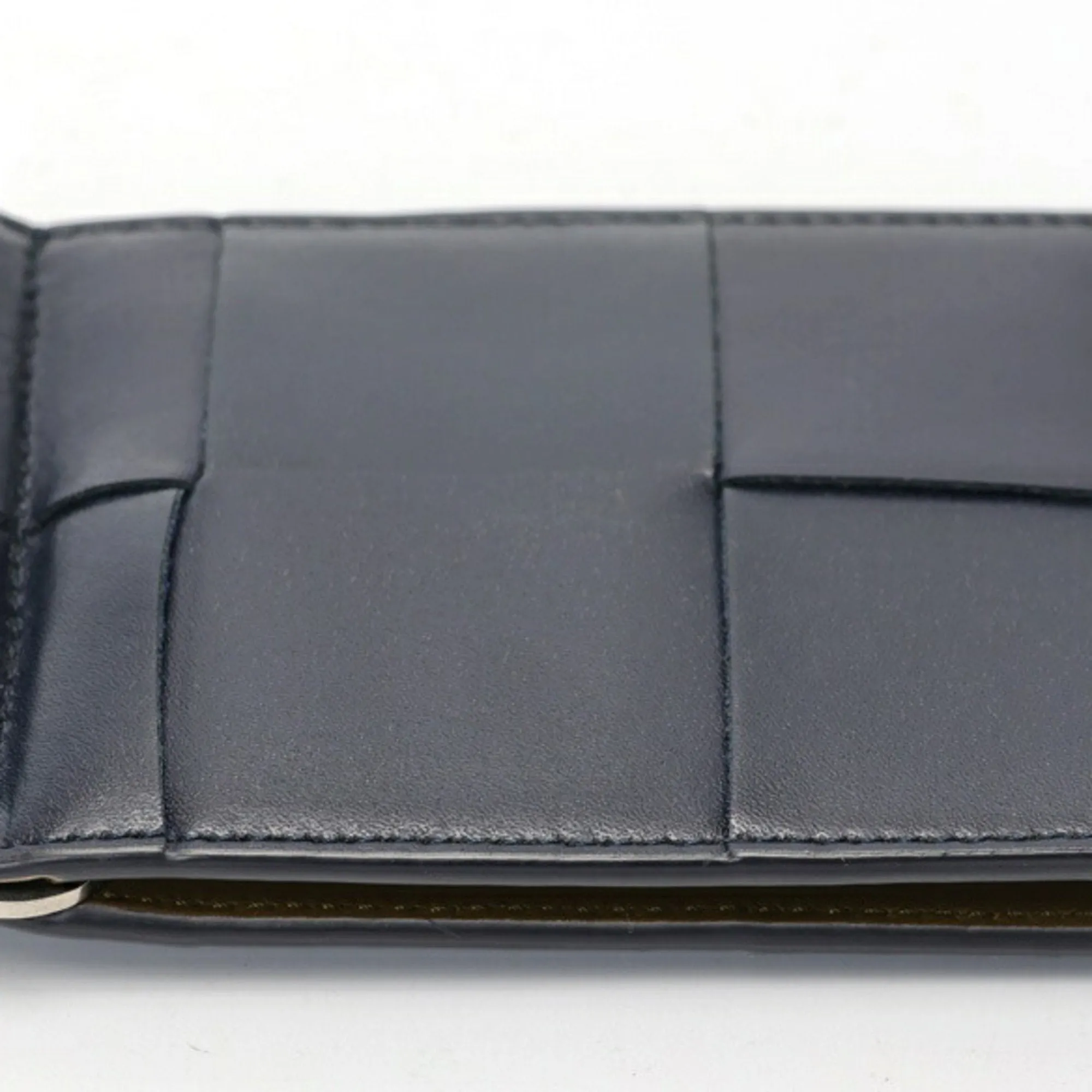 Bottega Veneta Navy Intrecciato Leather Card Wallet (Pre-Owned)