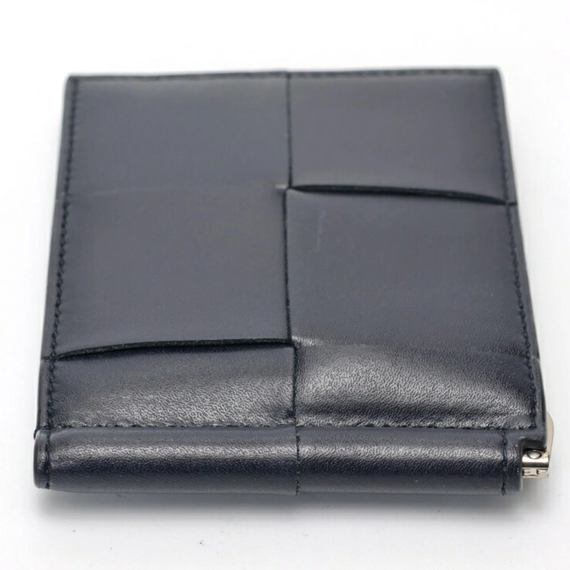 Bottega Veneta Navy Intrecciato Leather Card Wallet (Pre-Owned)