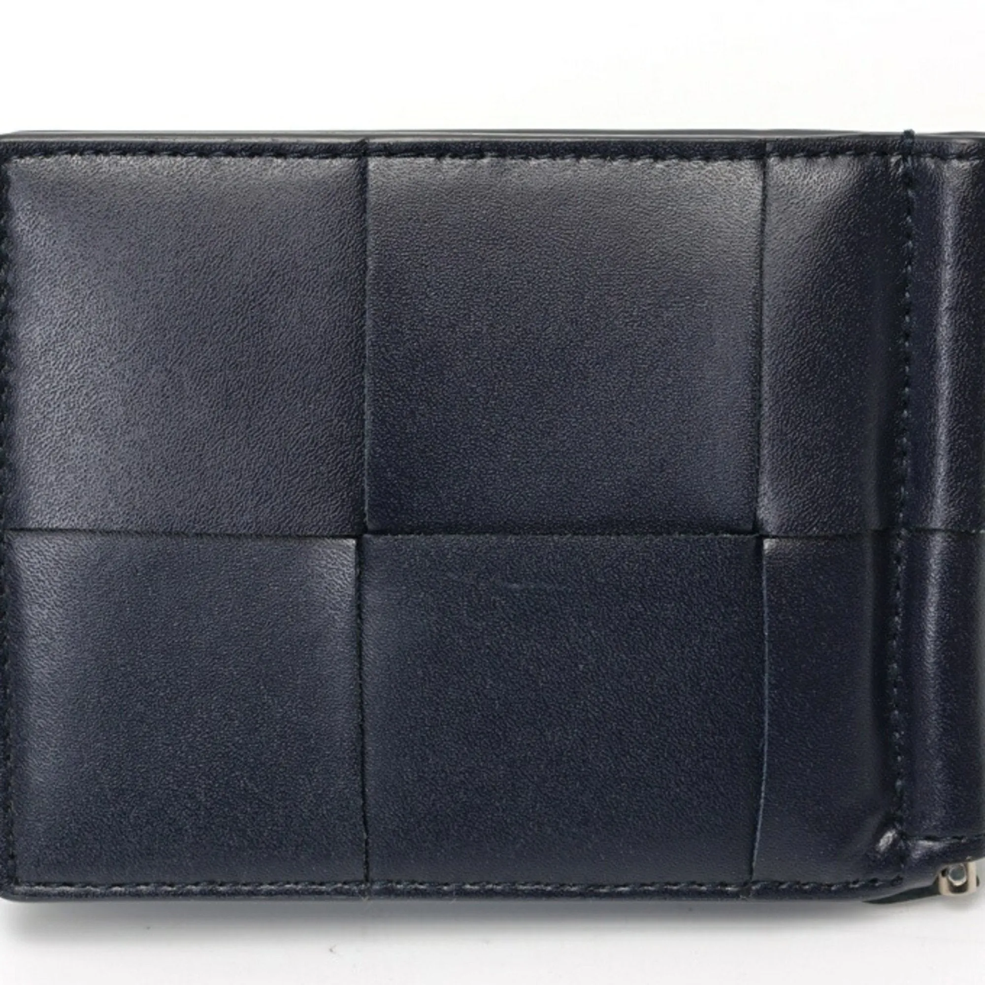 Bottega Veneta Navy Intrecciato Leather Card Wallet (Pre-Owned)