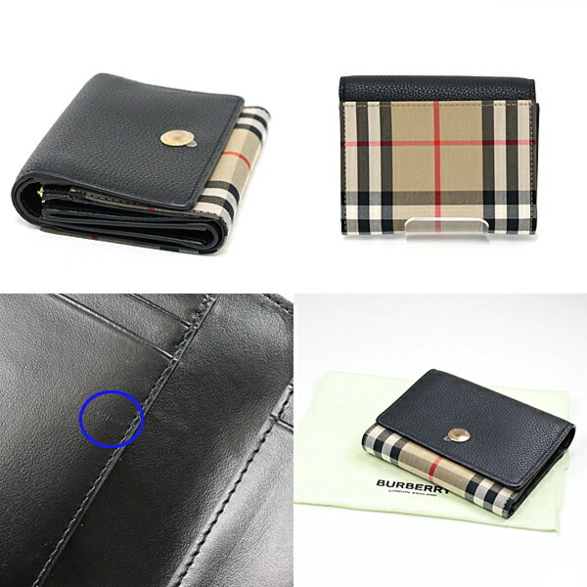 Burberry  Elastane Cotton Leather Wallet (Tri-Fold) (Pre-Owned)