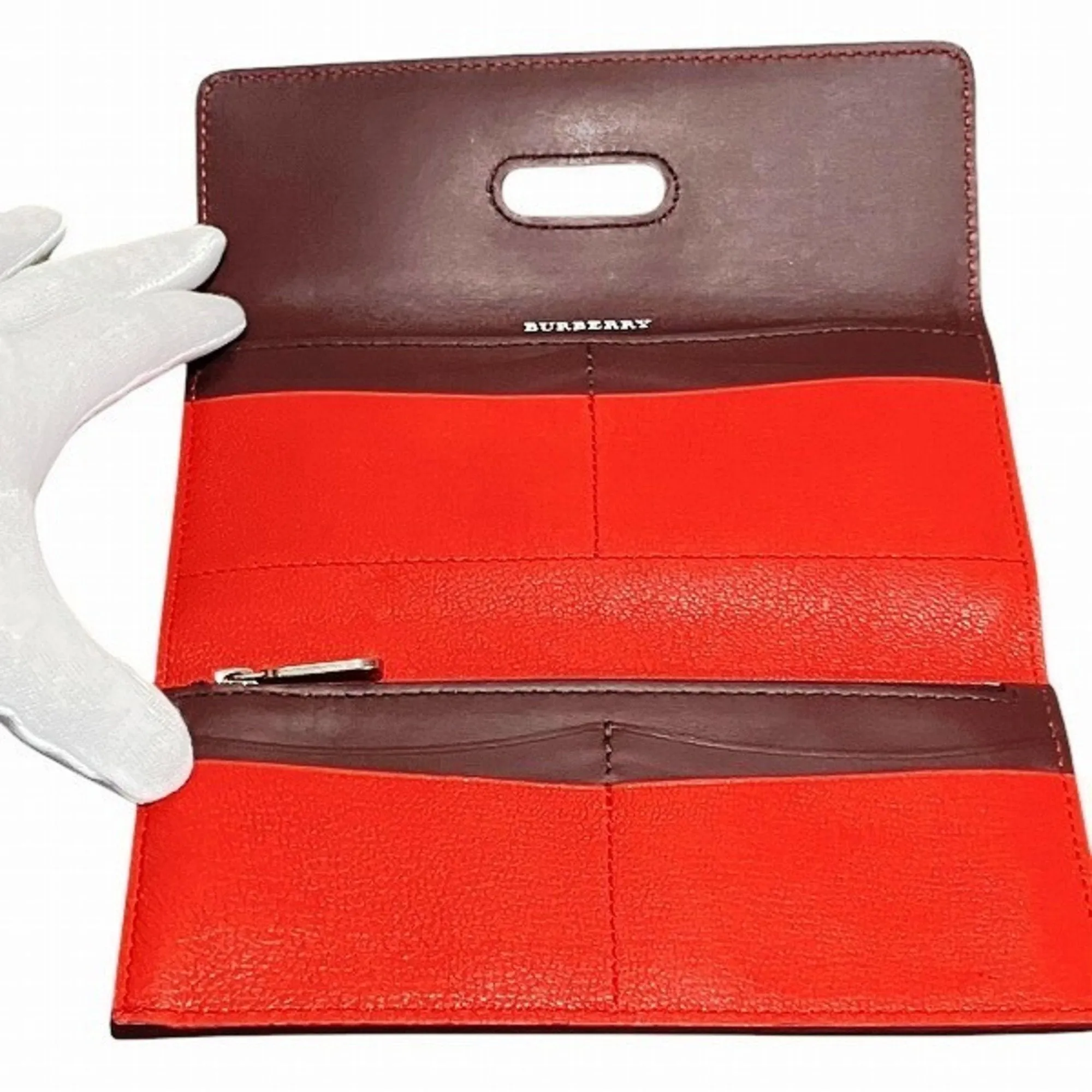 Burberry Leather Long Wallet (Tri-Fold) (Pre-Owned)