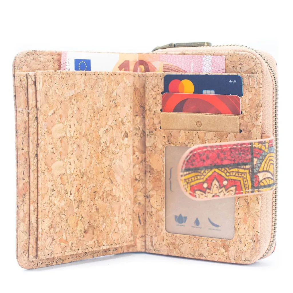 BUY 1 GET 1 FREE: Short Natural Cork Women's Printed Wallet with Card Holder BAGD-499-6