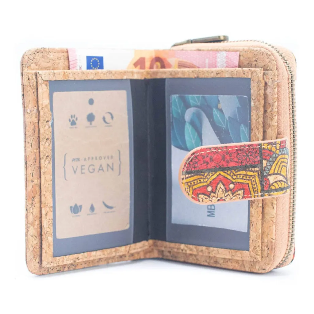 BUY 1 GET 1 FREE: Short Natural Cork Women's Printed Wallet with Card Holder BAGD-499-6