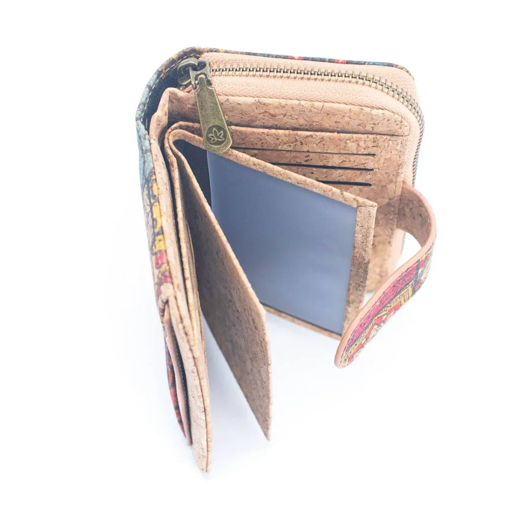 BUY 1 GET 1 FREE: Short Natural Cork Women's Printed Wallet with Card Holder BAGD-499-6