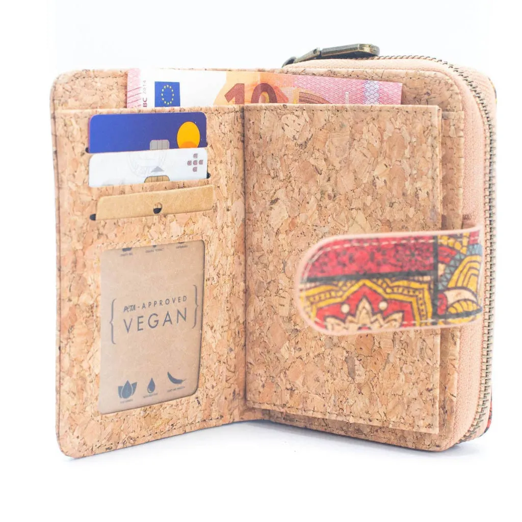 BUY 1 GET 1 FREE: Short Natural Cork Women's Printed Wallet with Card Holder BAGD-499-6