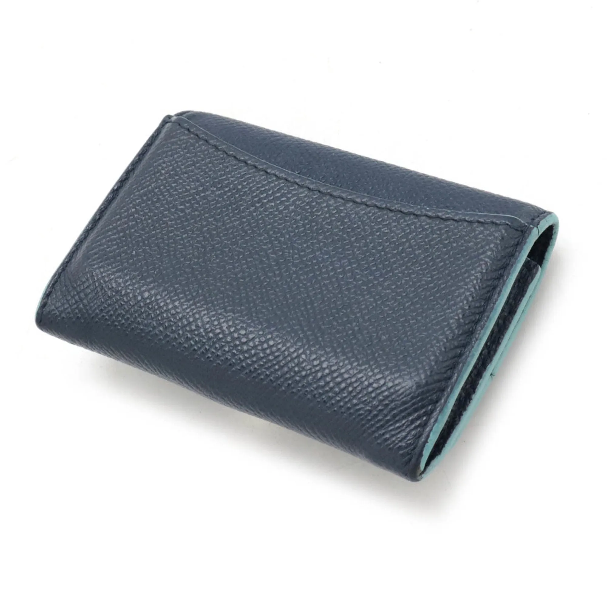 Bvlgari blue Navy Leather Coin Purse/Coin Case (Pre-Owned)