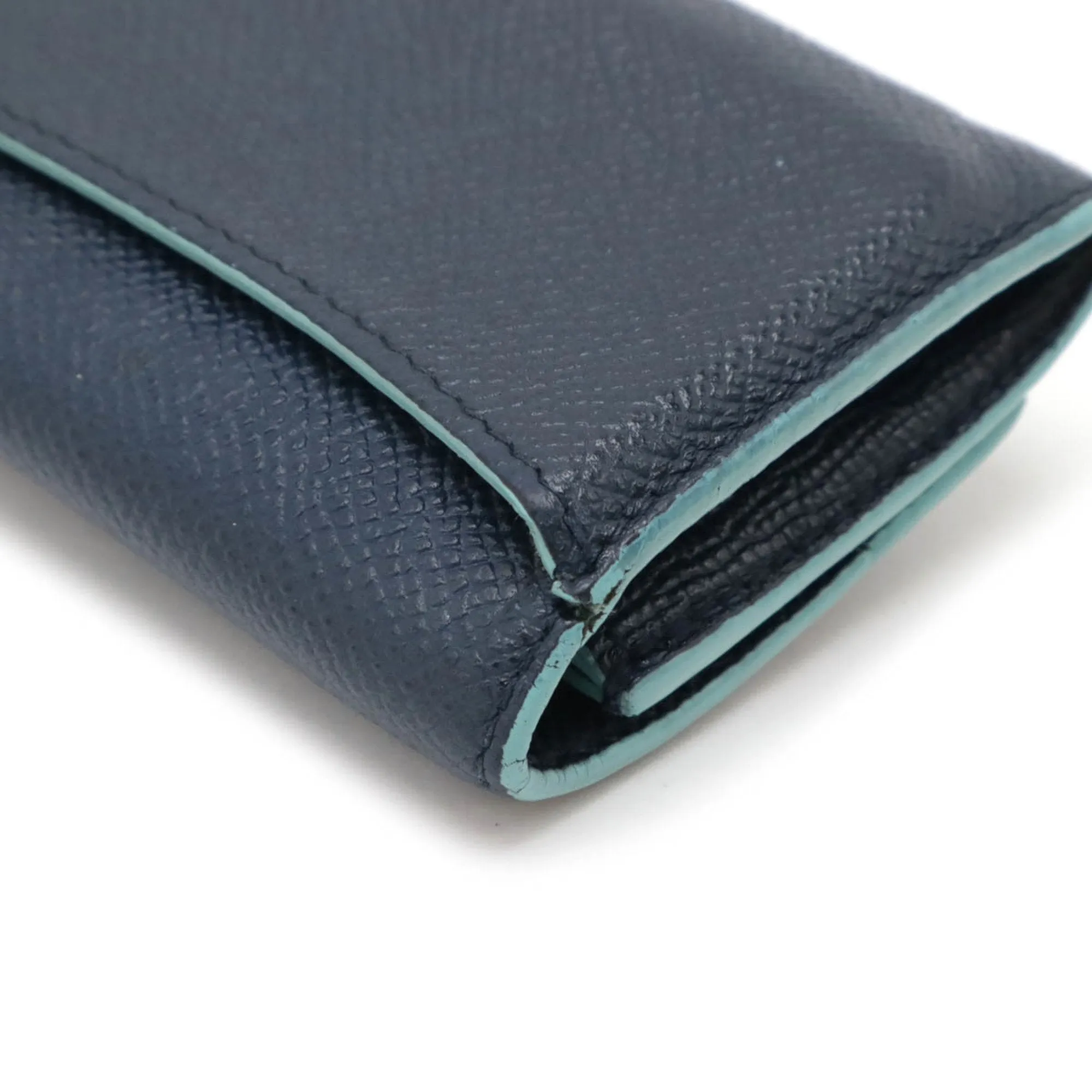 Bvlgari blue Navy Leather Coin Purse/Coin Case (Pre-Owned)