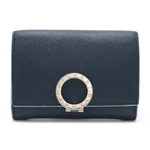Bvlgari blue Navy Leather Coin Purse/Coin Case (Pre-Owned)