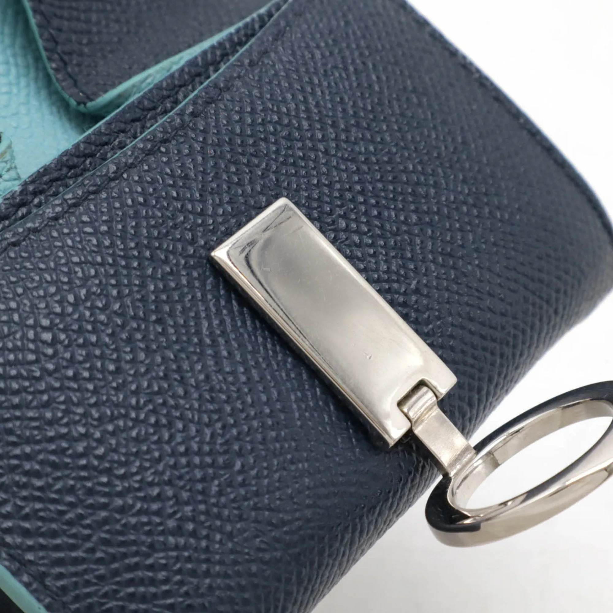 Bvlgari blue Navy Leather Coin Purse/Coin Case (Pre-Owned)
