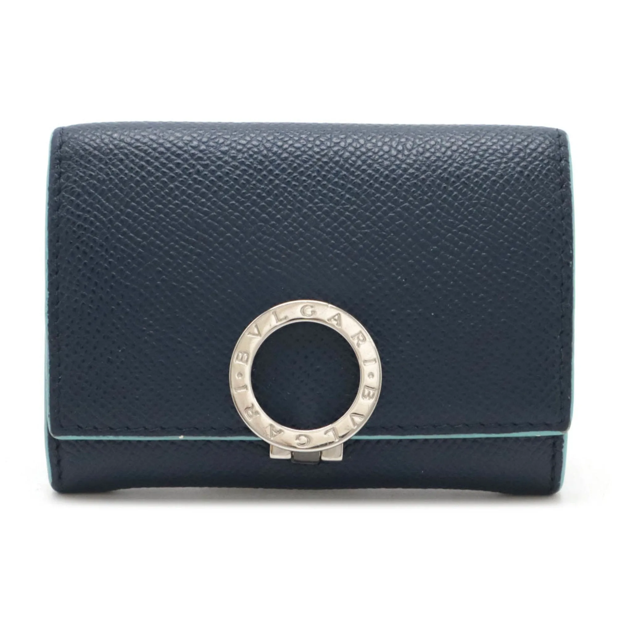 Bvlgari blue Navy Leather Coin Purse/Coin Case (Pre-Owned)