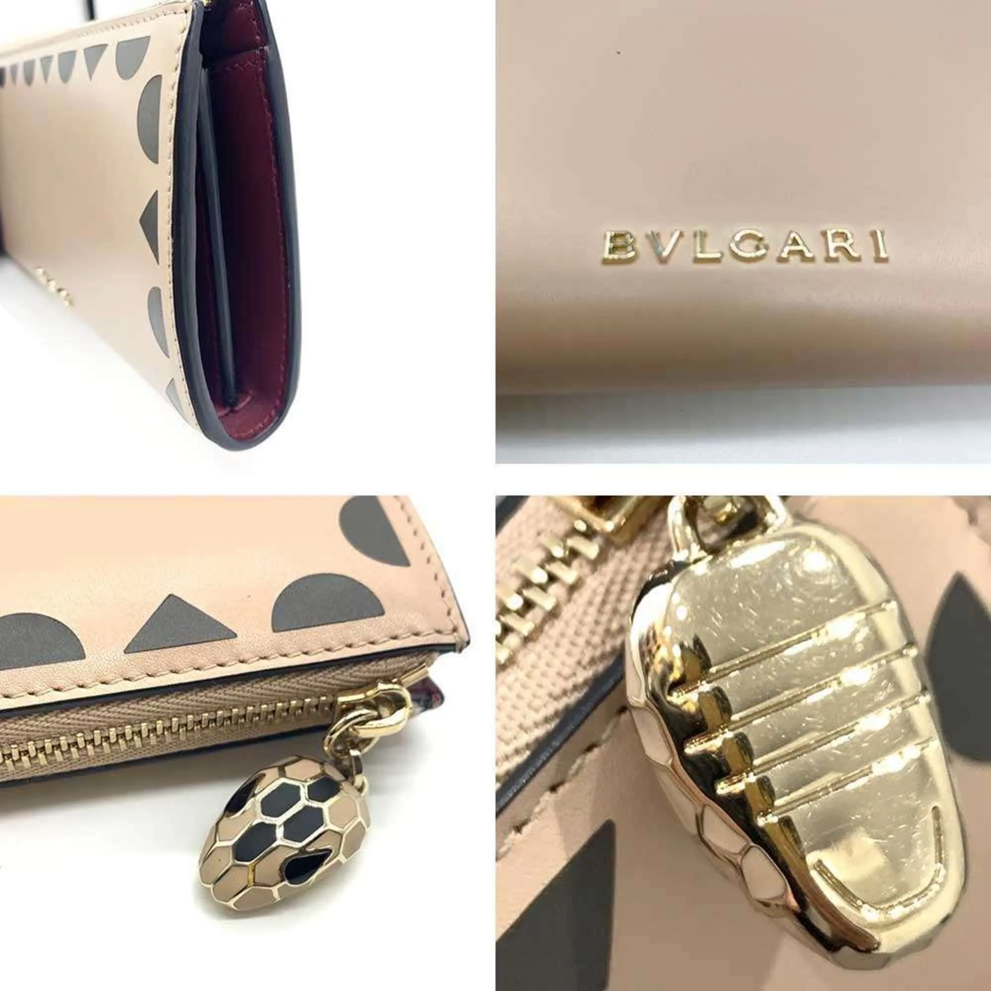 Bvlgari pink Leather Long Wallet (Bi-Fold) (Pre-Owned)