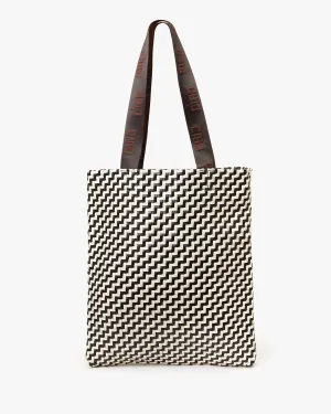Carryall Tote Black & Cream Woven Zig Zag