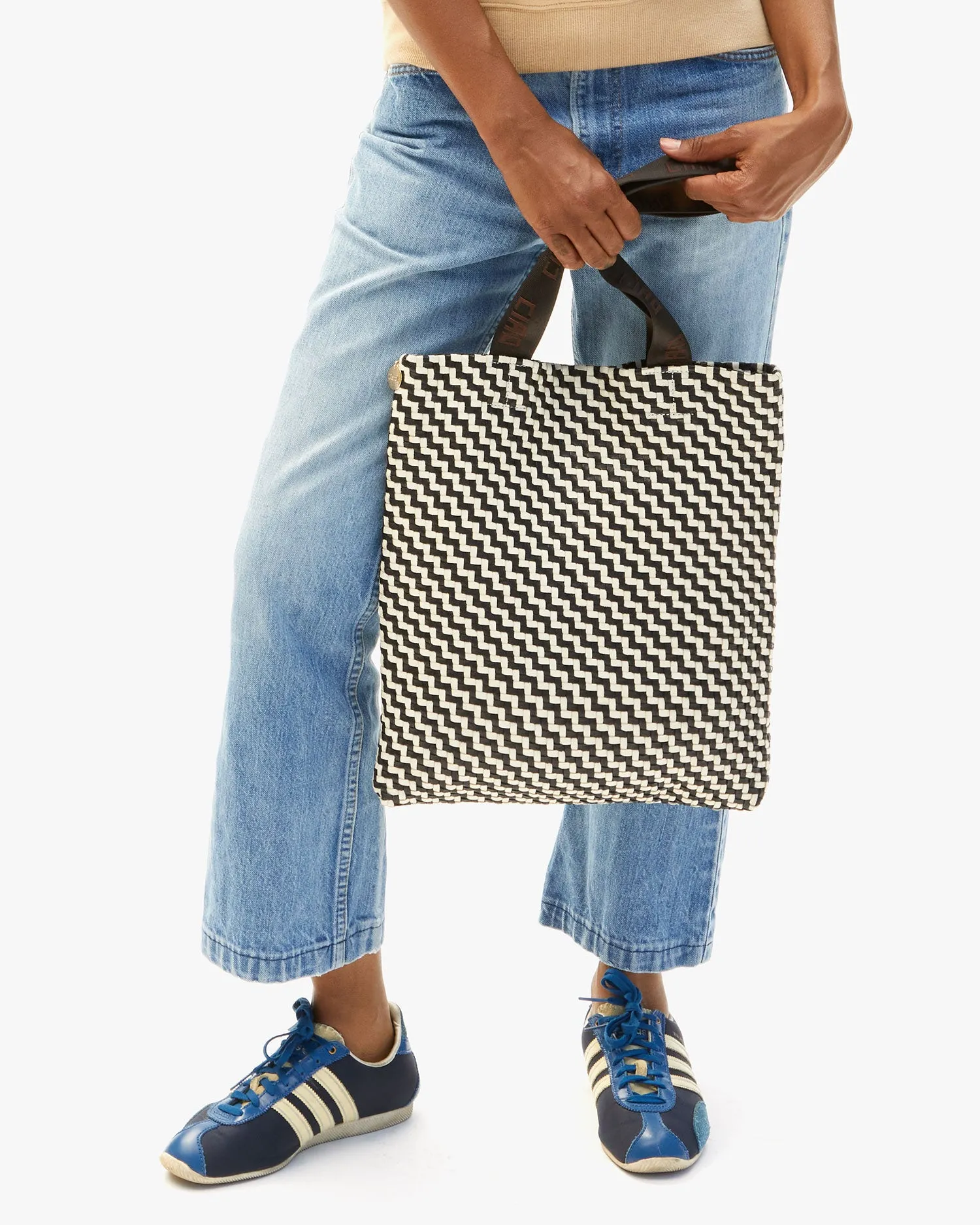 Carryall Tote Black & Cream Woven Zig Zag