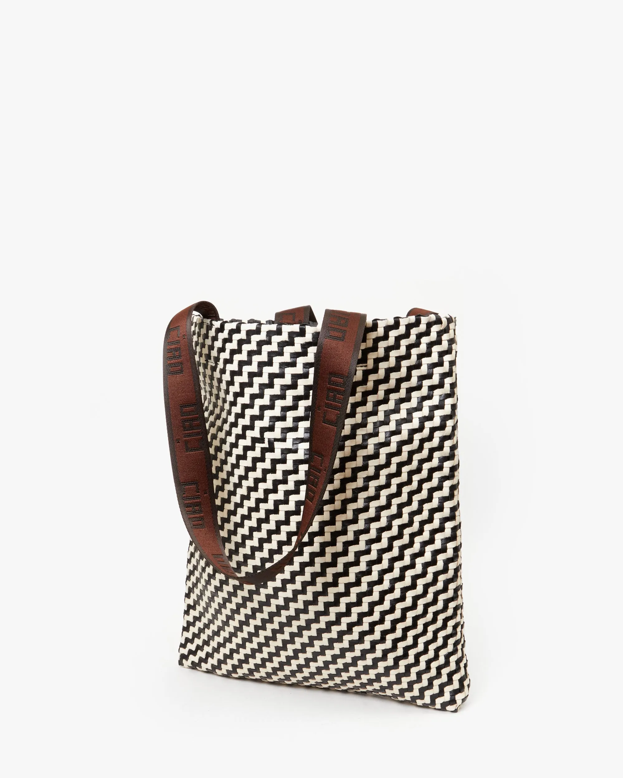 Carryall Tote Black & Cream Woven Zig Zag