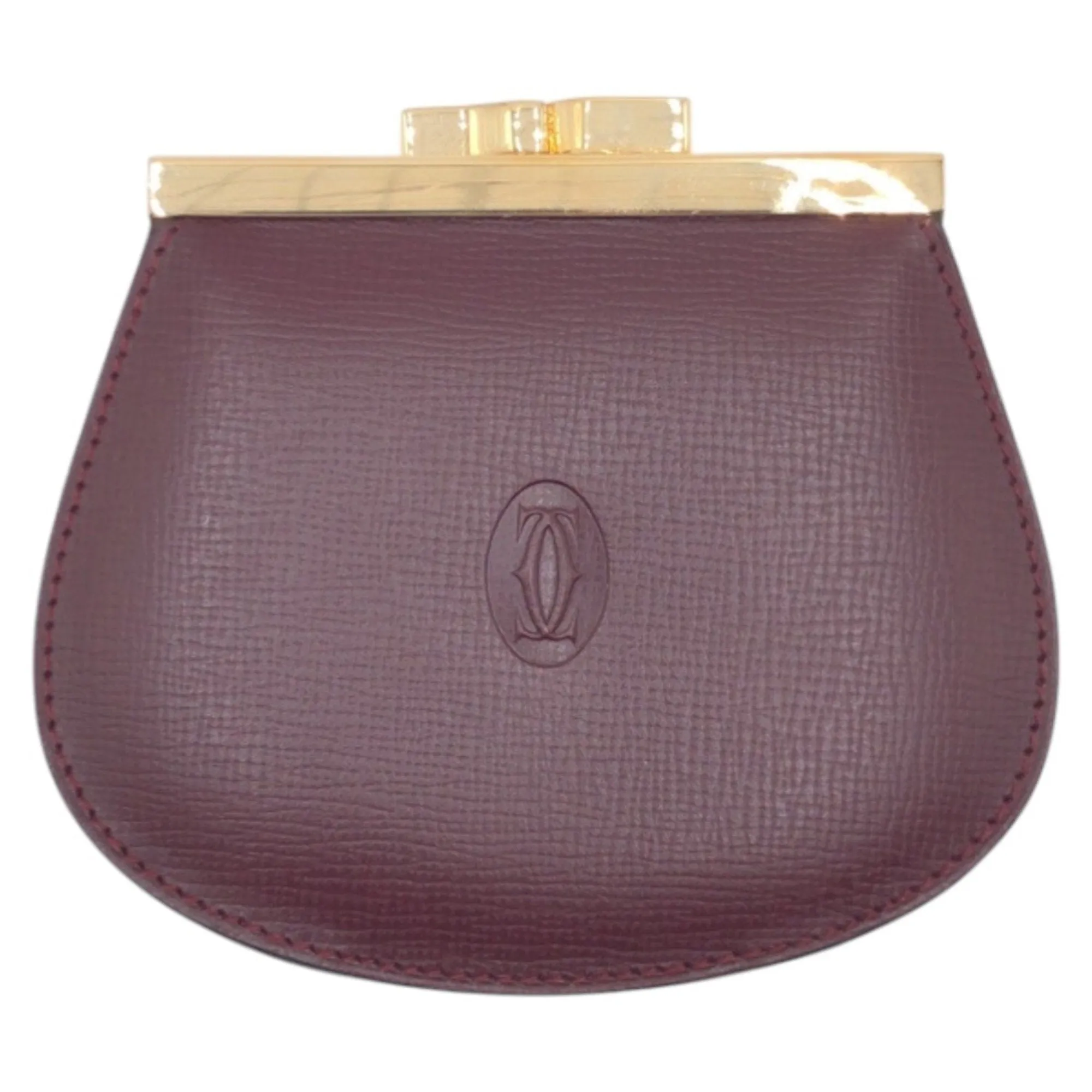 Cartier gold Color Wine Leather Coin Purse/Coin Case (Pre-Owned)