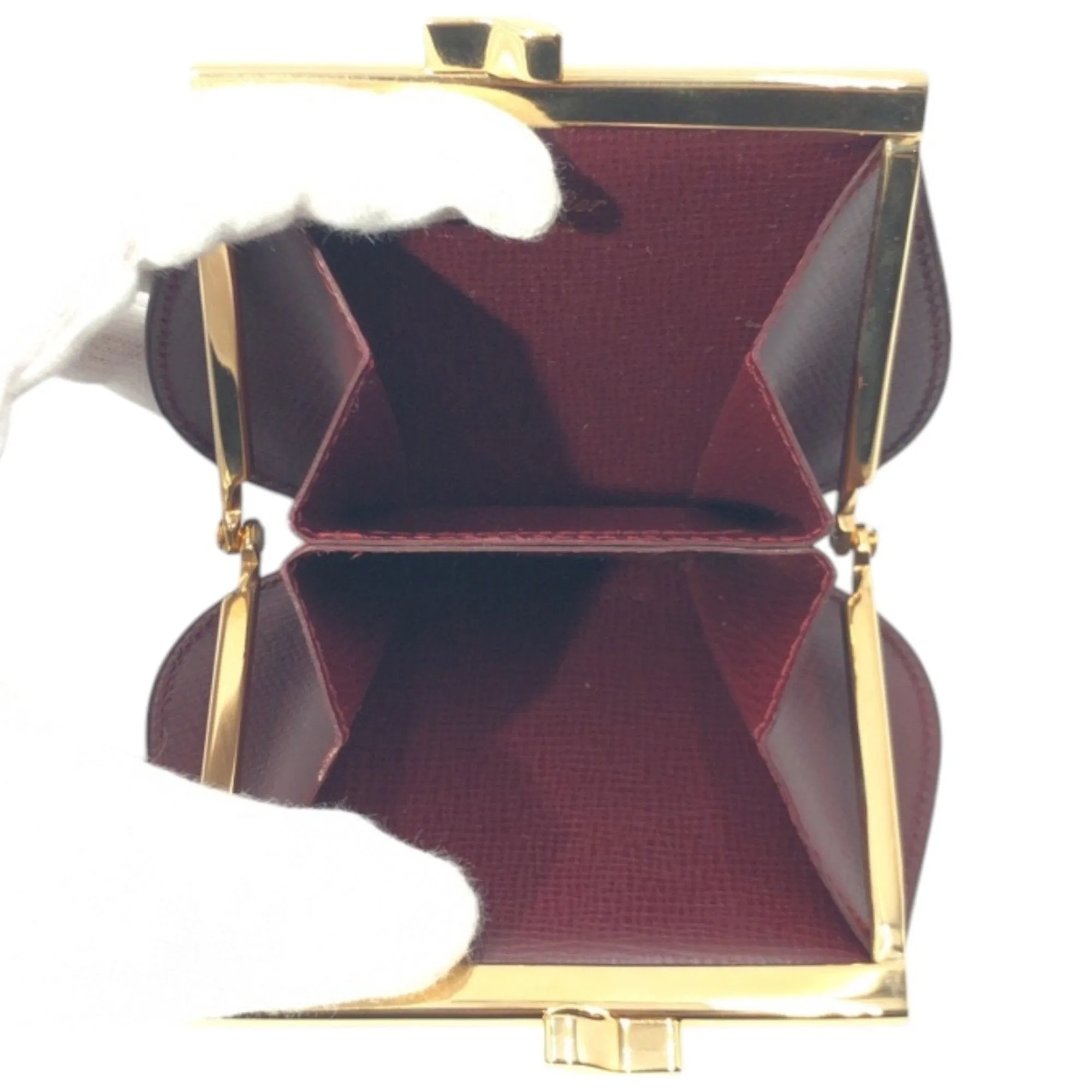 Cartier gold Color Wine Leather Coin Purse/Coin Case (Pre-Owned)