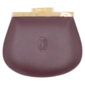 Cartier gold Color Wine Leather Coin Purse/Coin Case (Pre-Owned)