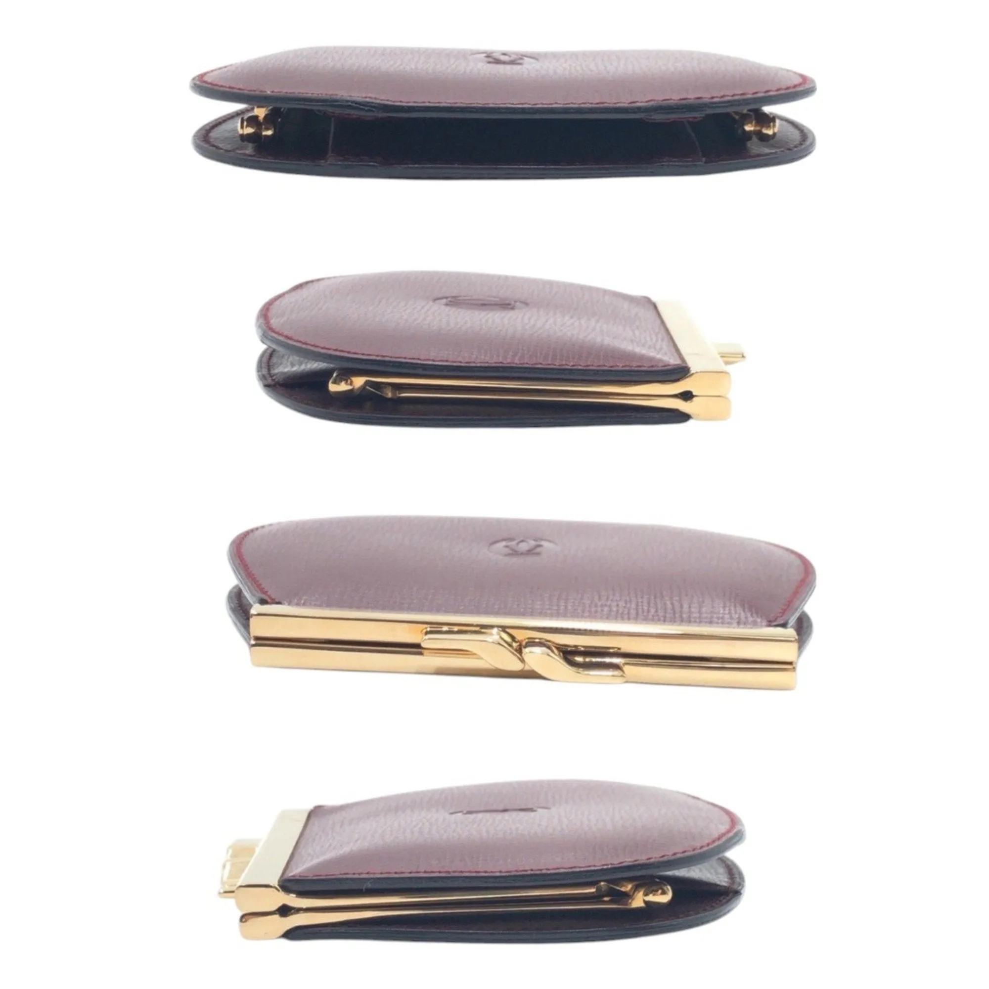Cartier gold Color Wine Leather Coin Purse/Coin Case (Pre-Owned)