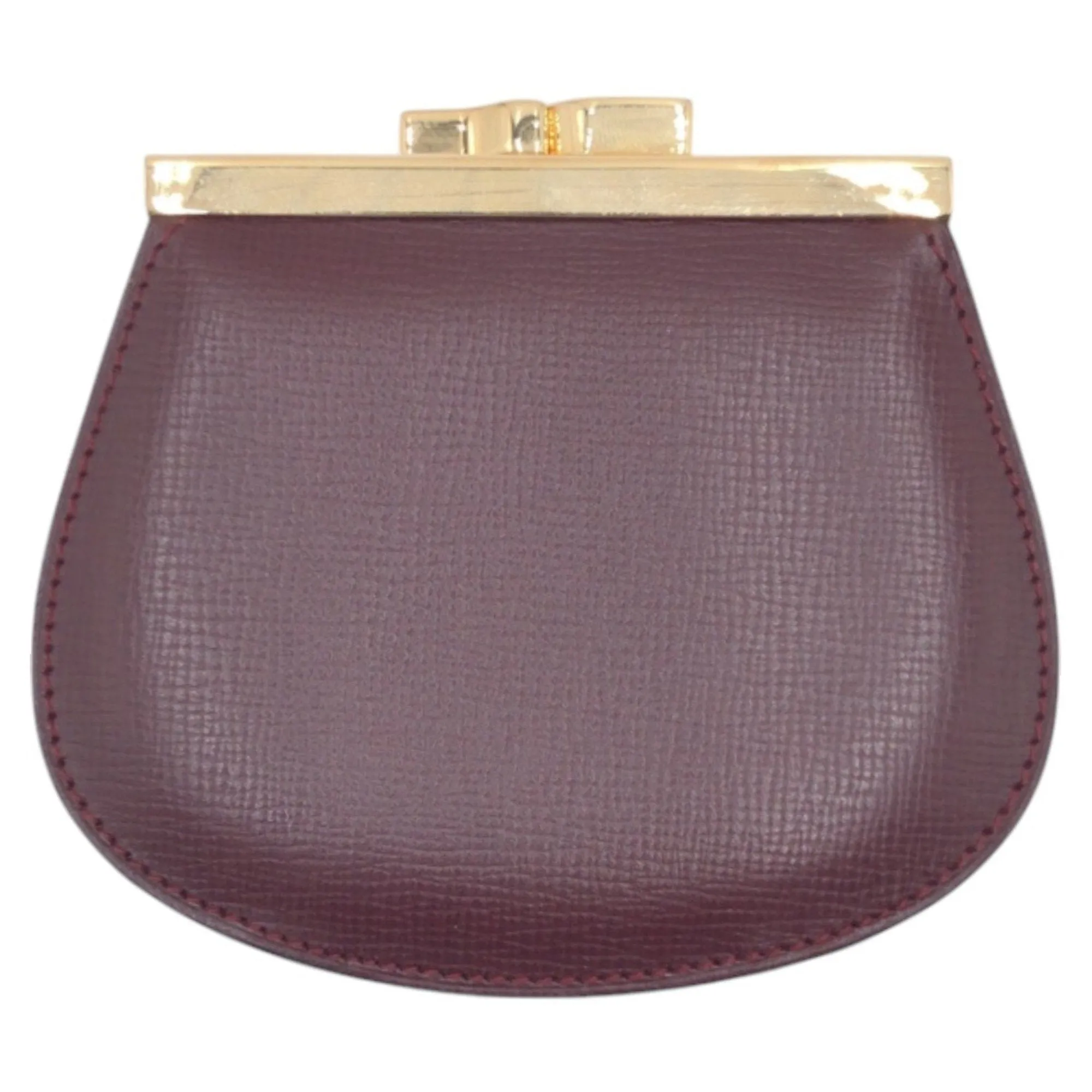 Cartier gold Color Wine Leather Coin Purse/Coin Case (Pre-Owned)
