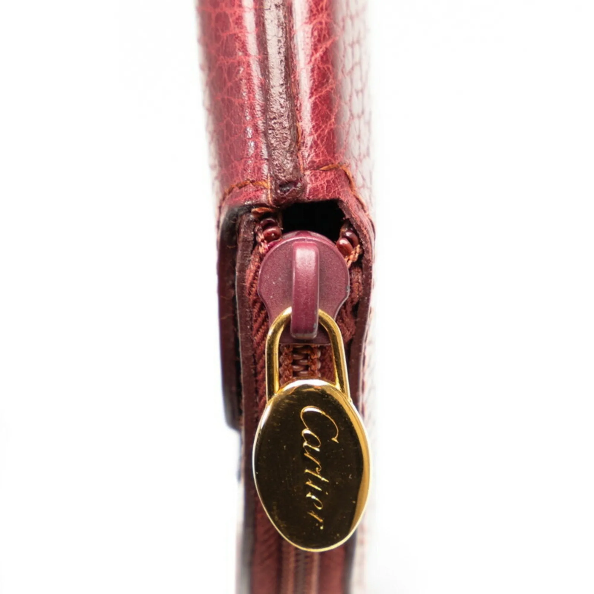 Cartier Wine Leather Coin Purse/Coin Case (Pre-Owned)