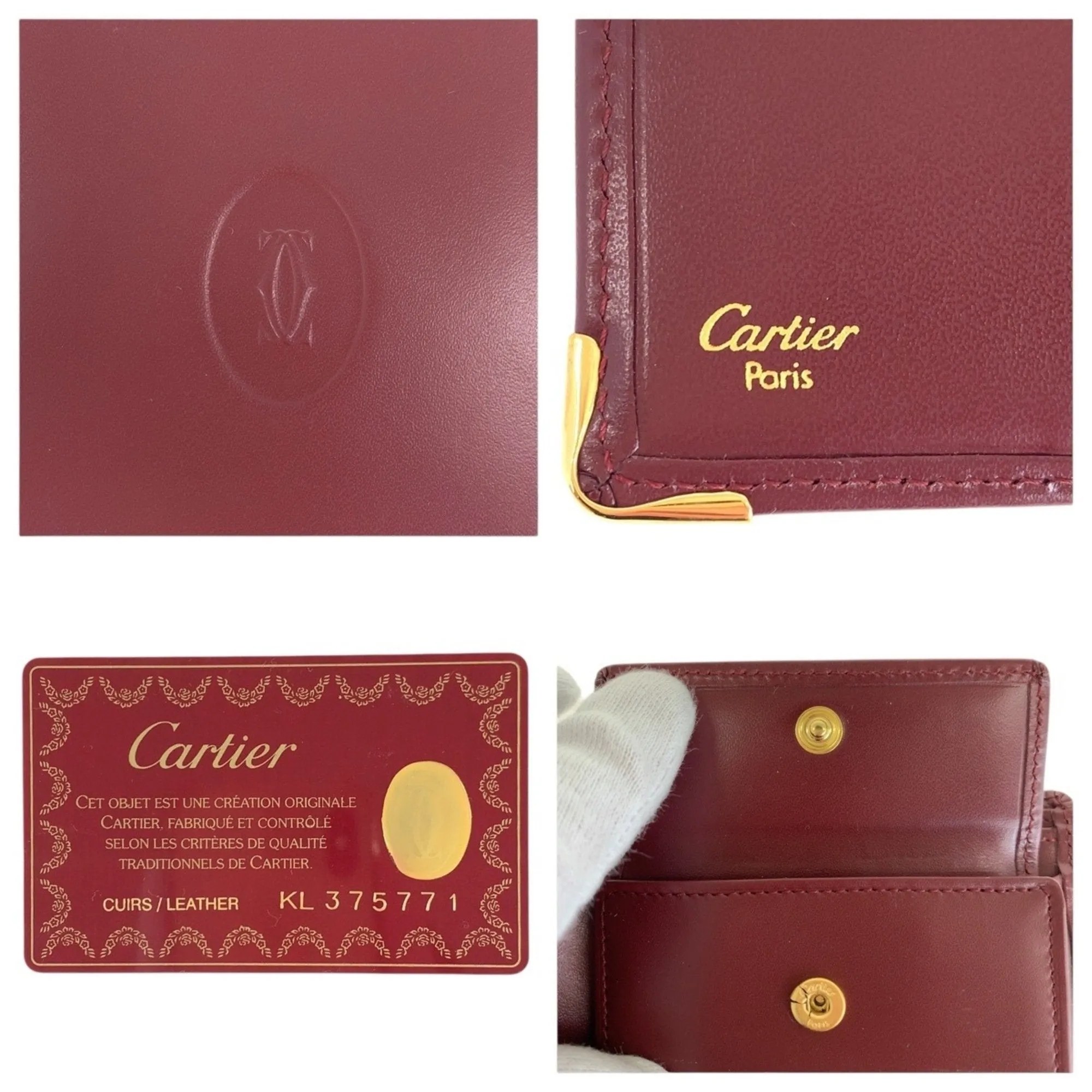 Cartier Wine Leather Wallet (Bi-Fold) (Pre-Owned)