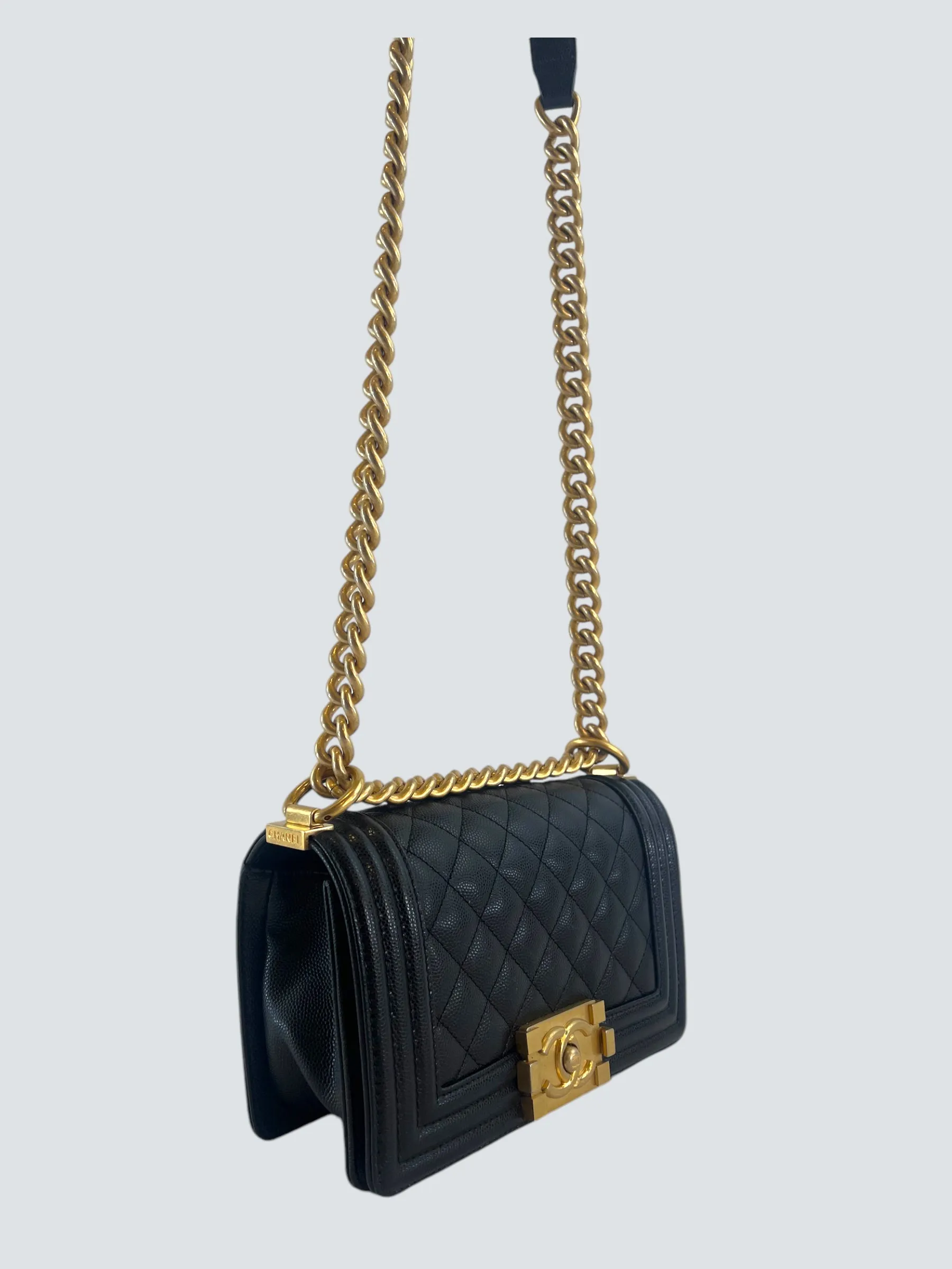 Chanel Black Caviar Leather Mini "Boy" Crossbody