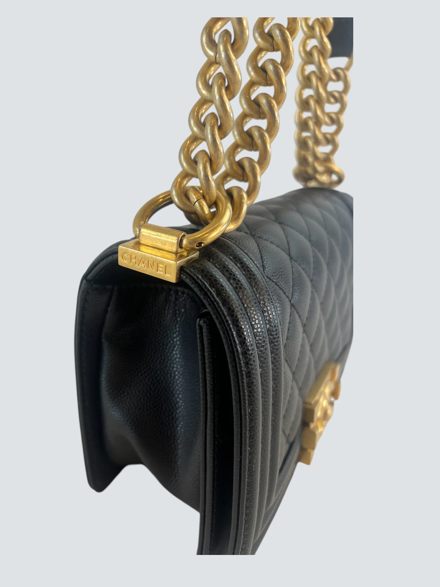 Chanel Black Caviar Leather Mini "Boy" Crossbody
