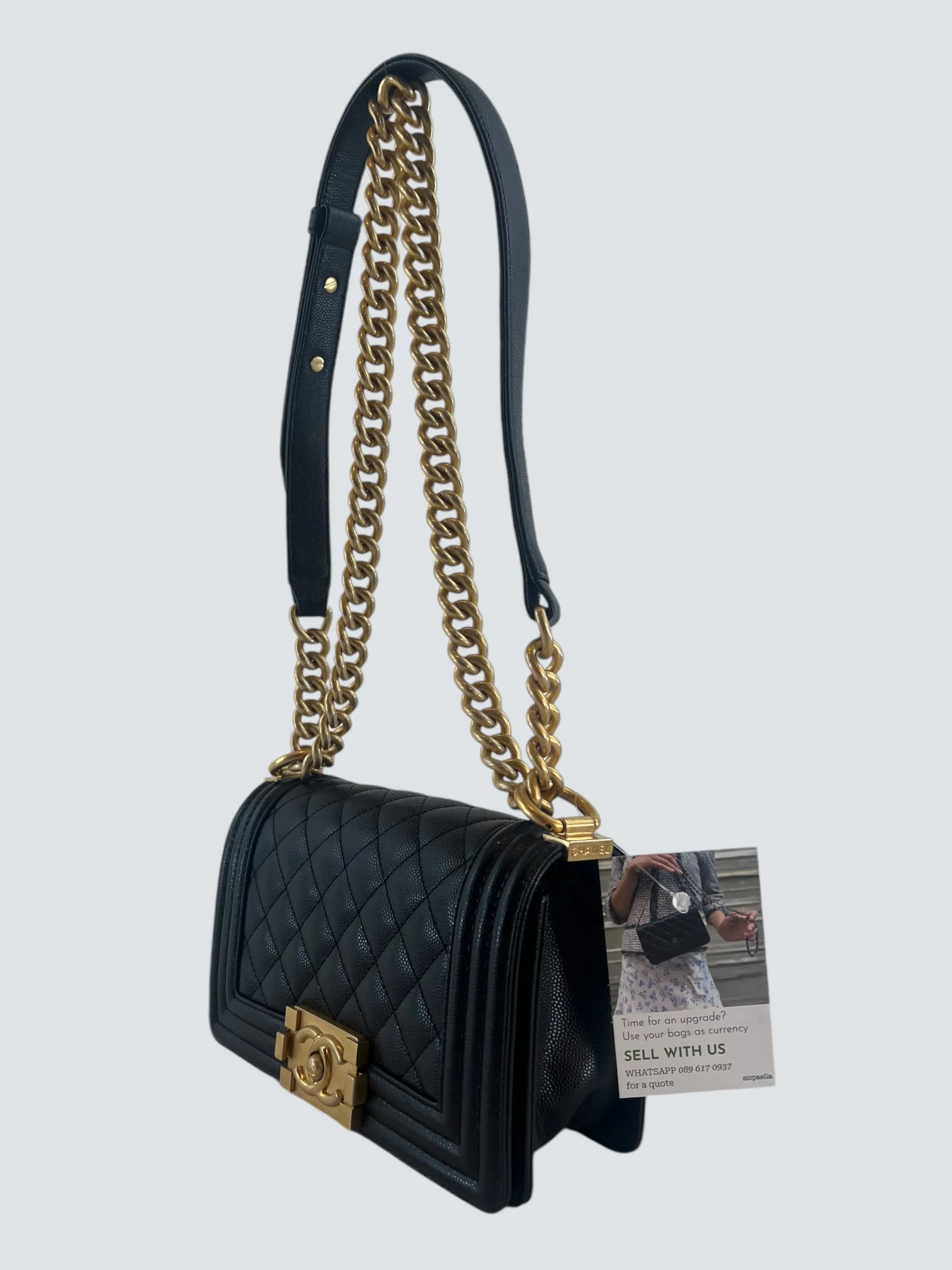 Chanel Black Caviar Leather Mini "Boy" Crossbody