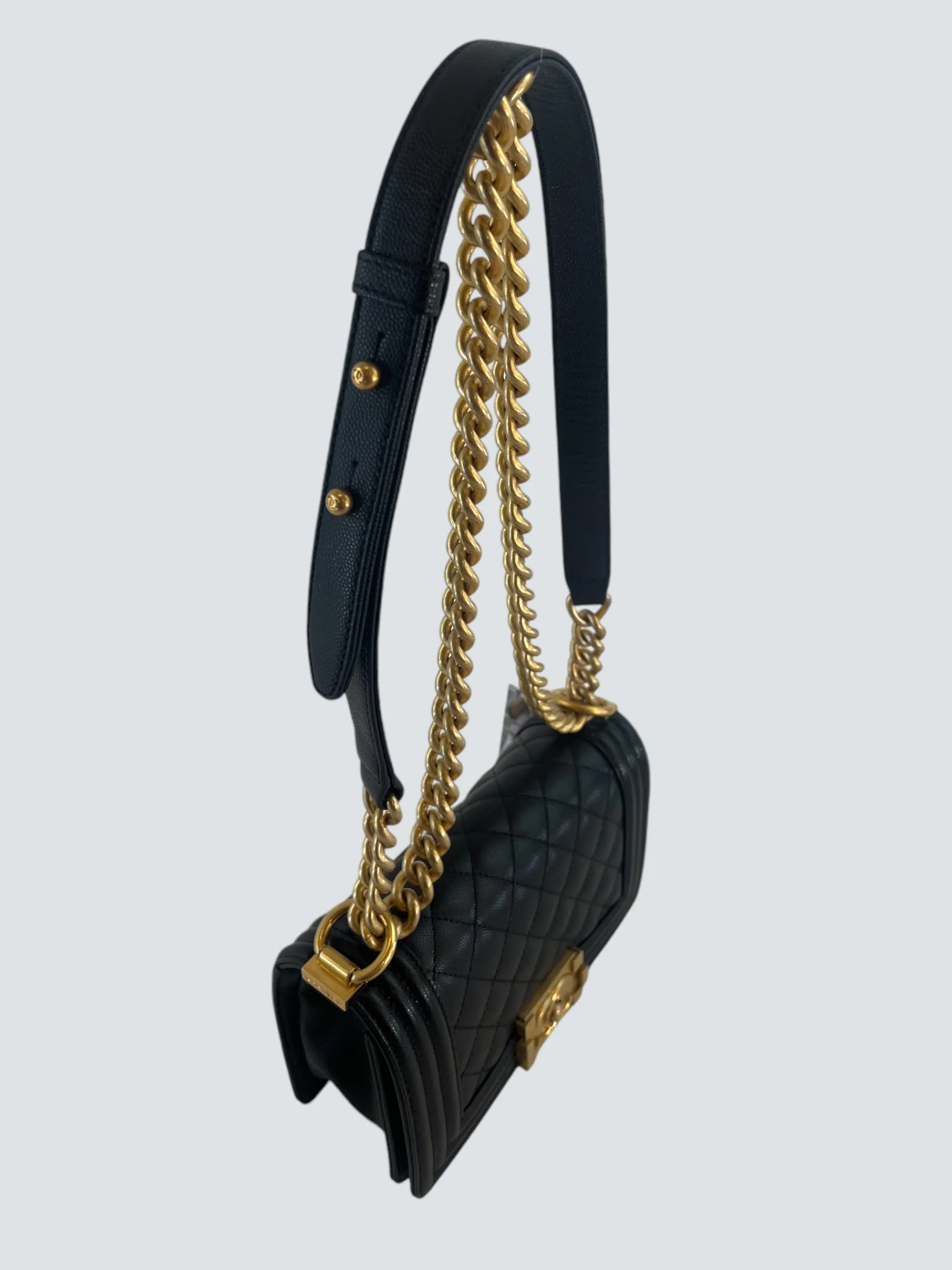 Chanel Black Caviar Leather Mini "Boy" Crossbody