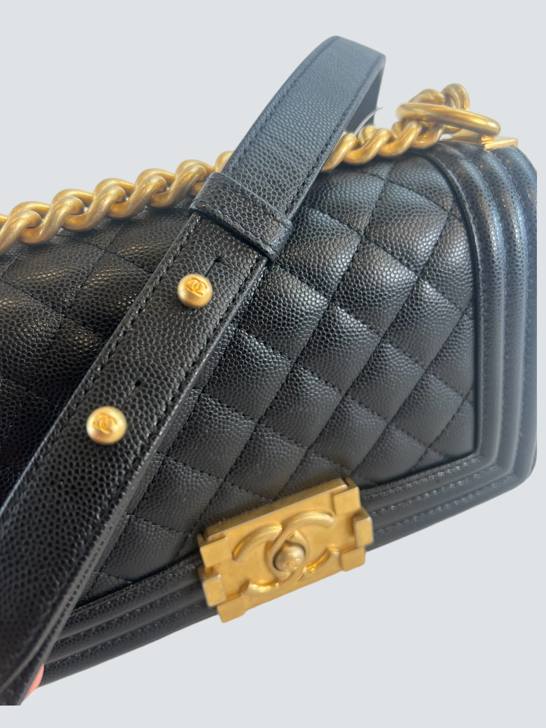 Chanel Black Caviar Leather Mini "Boy" Crossbody