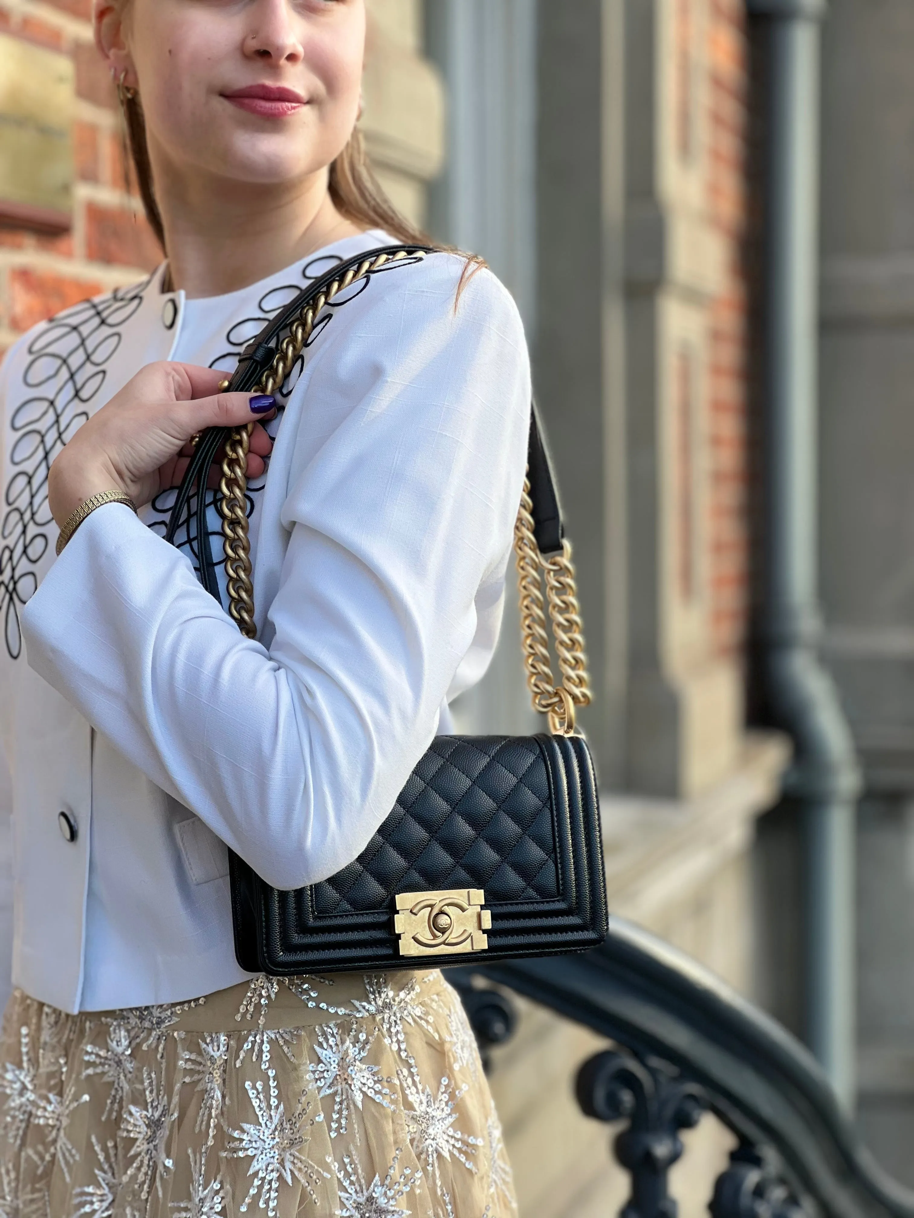 Chanel Black Caviar Leather Mini "Boy" Crossbody