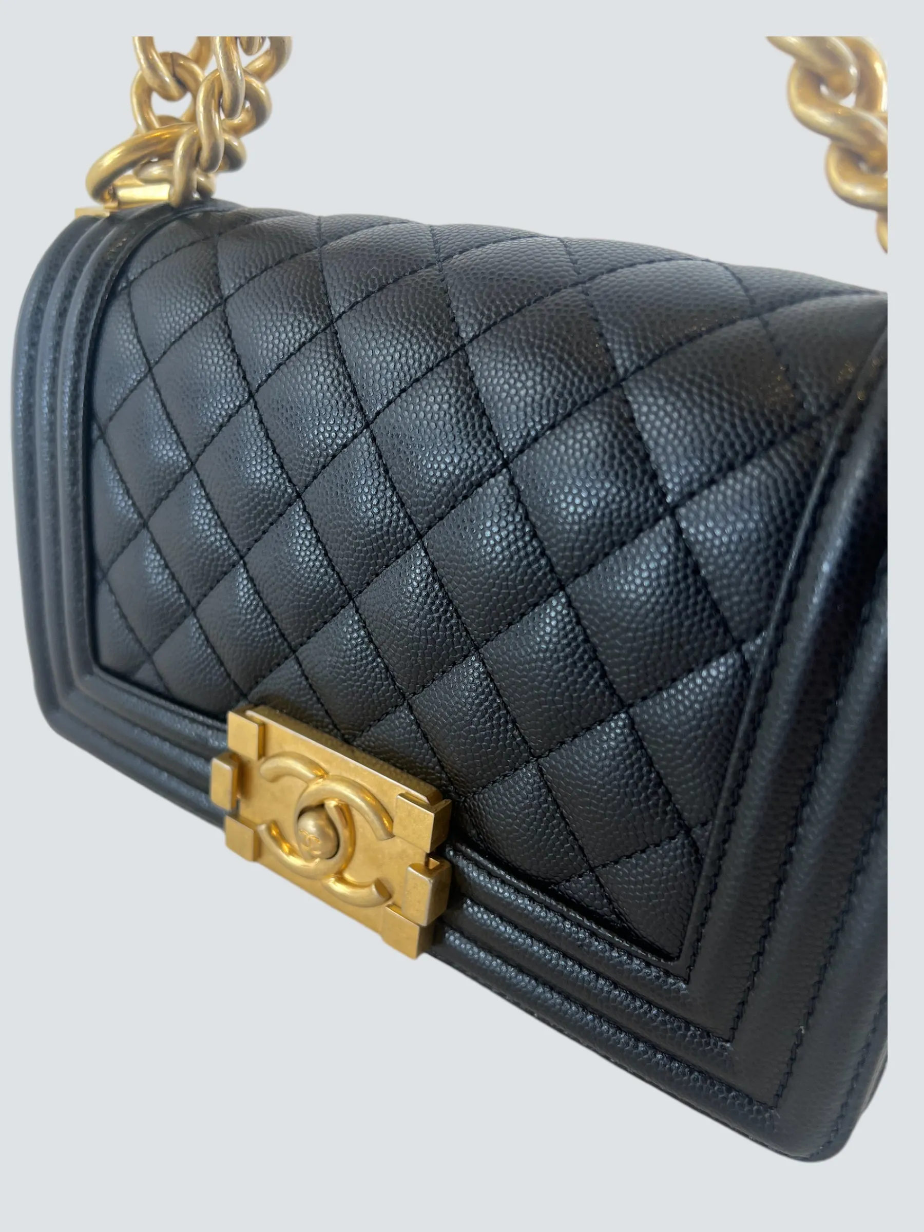 Chanel Black Caviar Leather Mini "Boy" Crossbody
