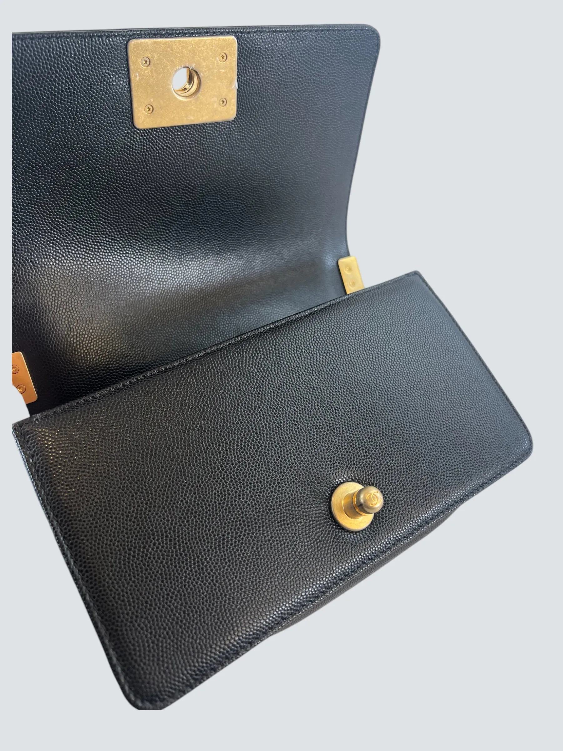 Chanel Black Caviar Leather Mini "Boy" Crossbody