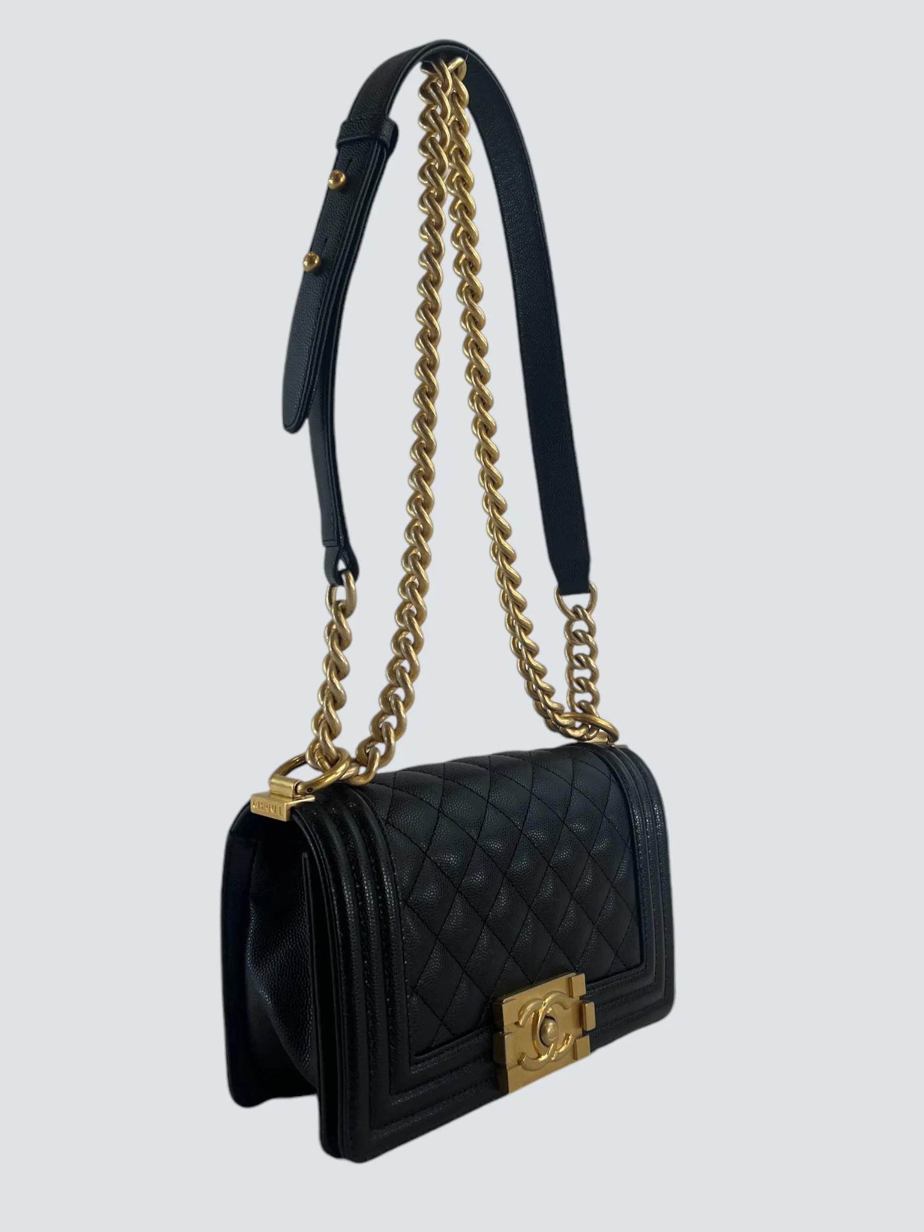 Chanel Black Caviar Leather Mini "Boy" Crossbody