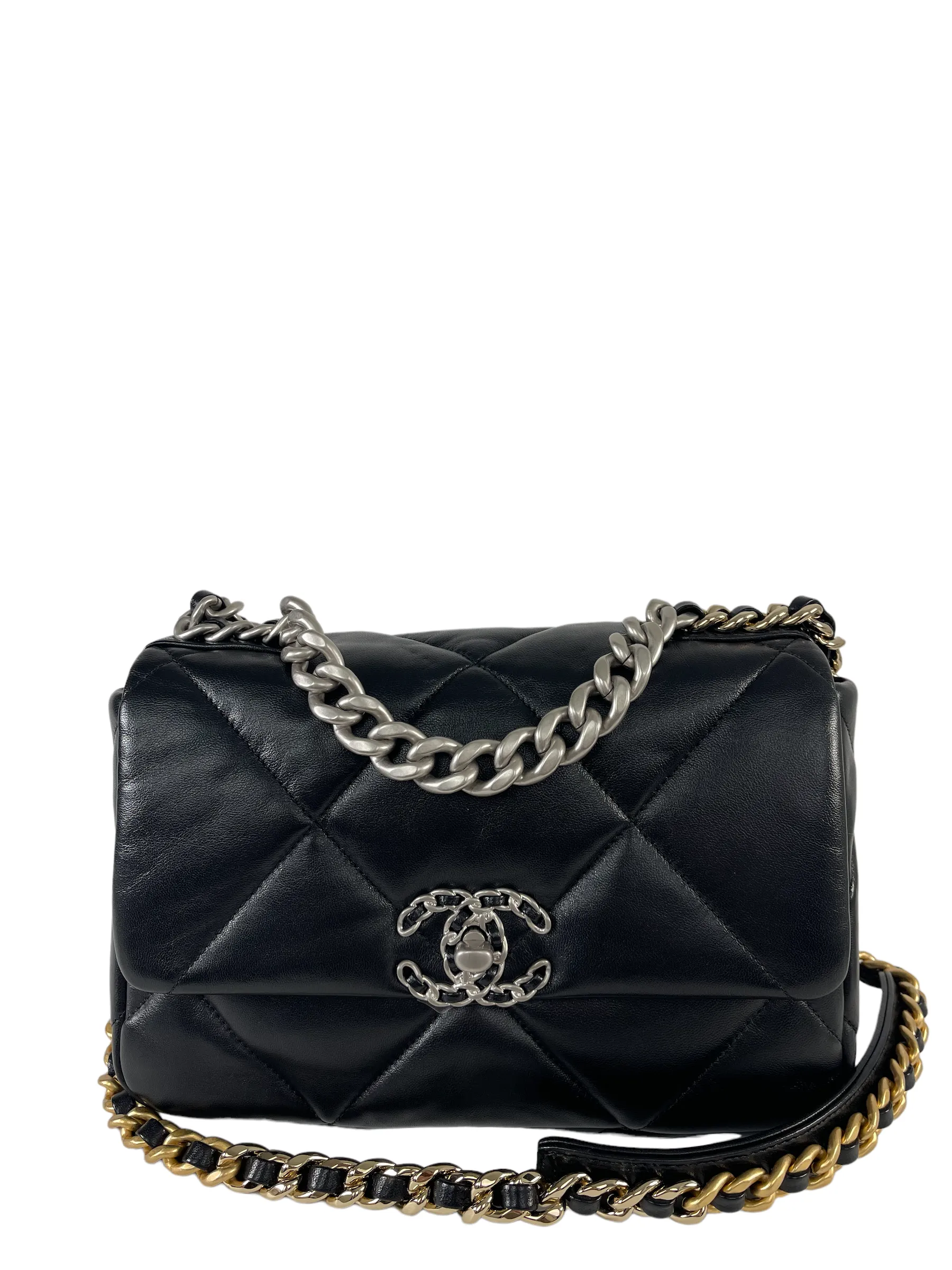 Chanel Black Lambskin Leather '19' Shoulder Bag