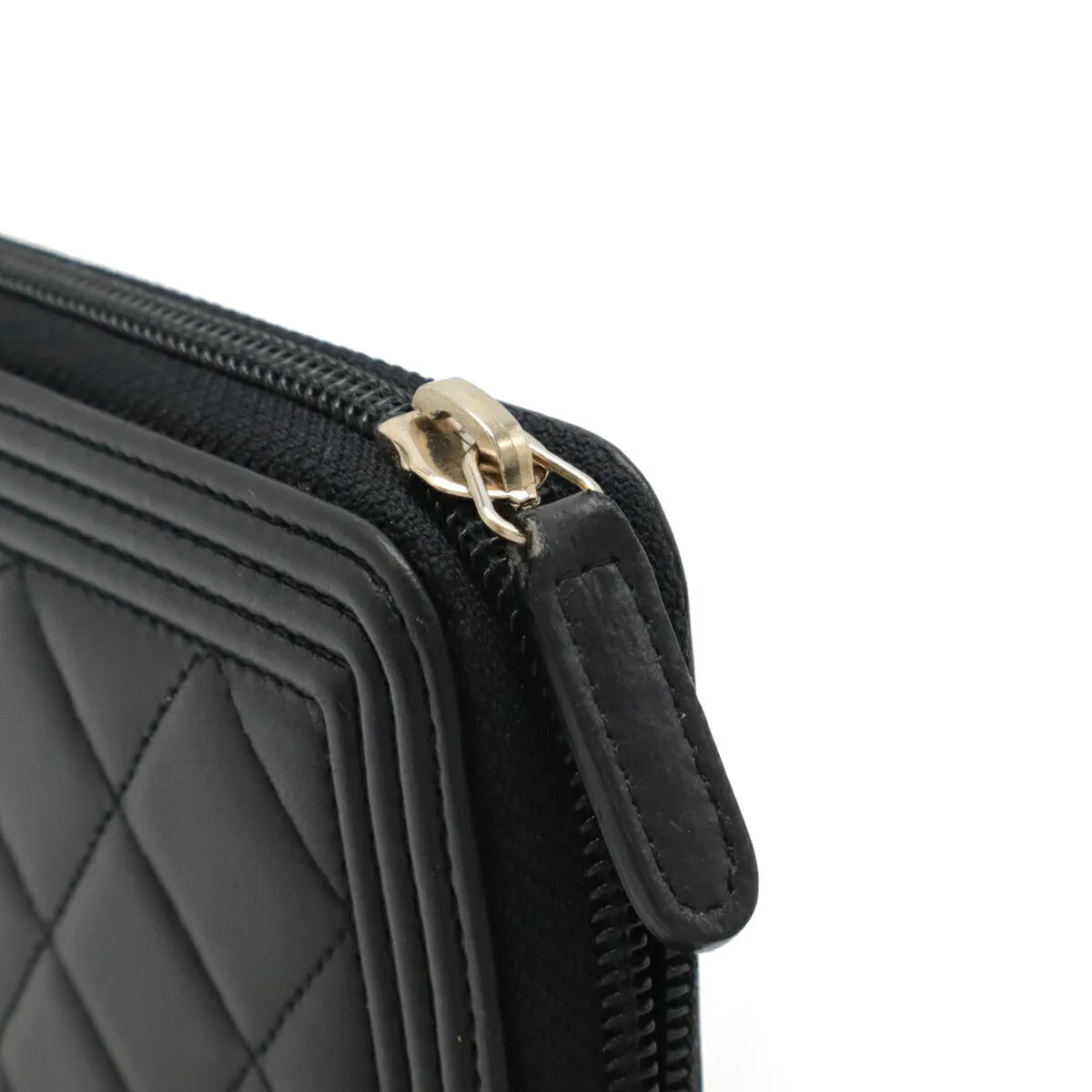Chanel Boy Lambskin Long Wallet Black