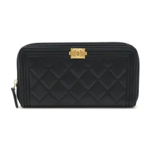 Chanel Boy Lambskin Long Wallet Black