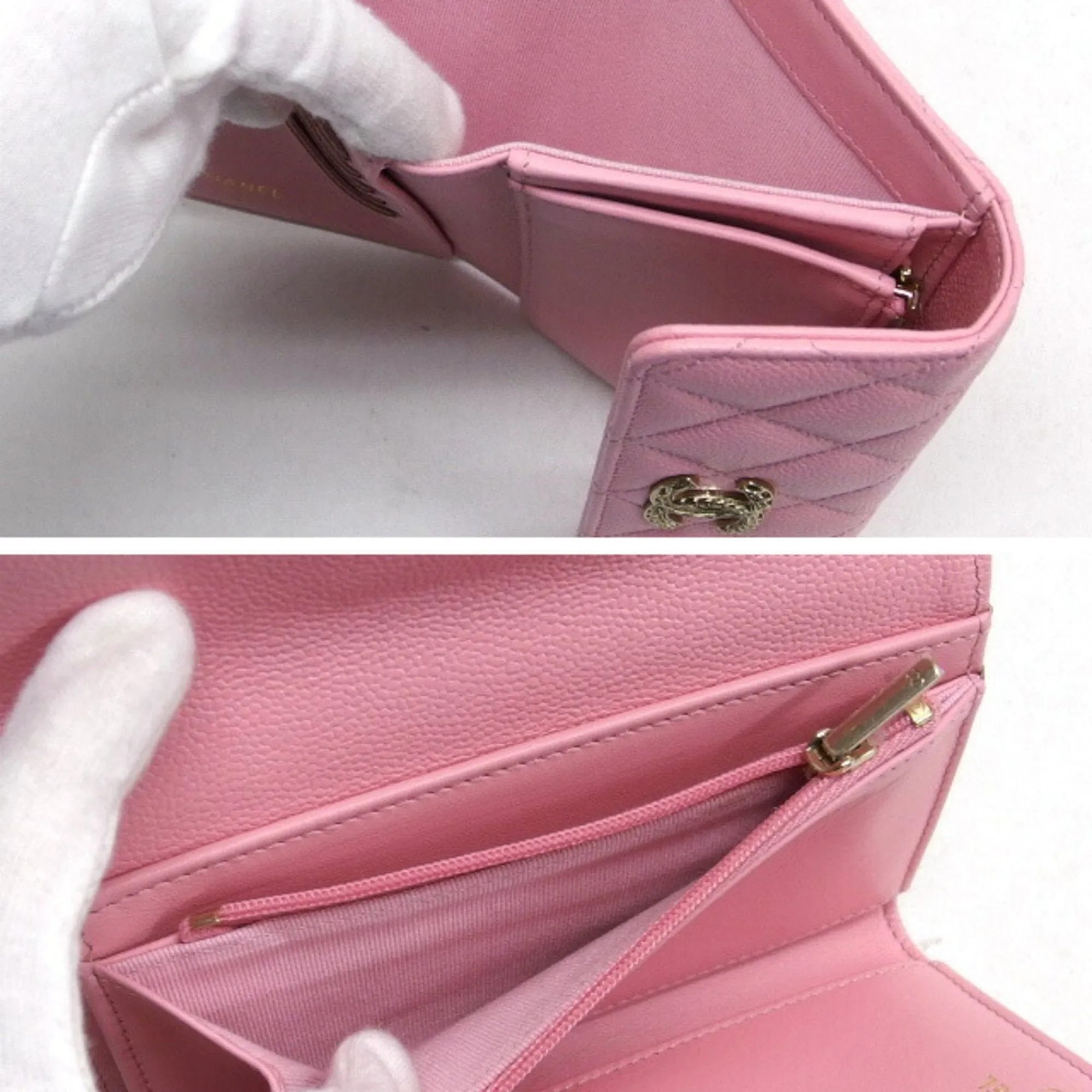 Chanel Caviar Leather Wallet (Tri-Fold) (Pre-Owned)