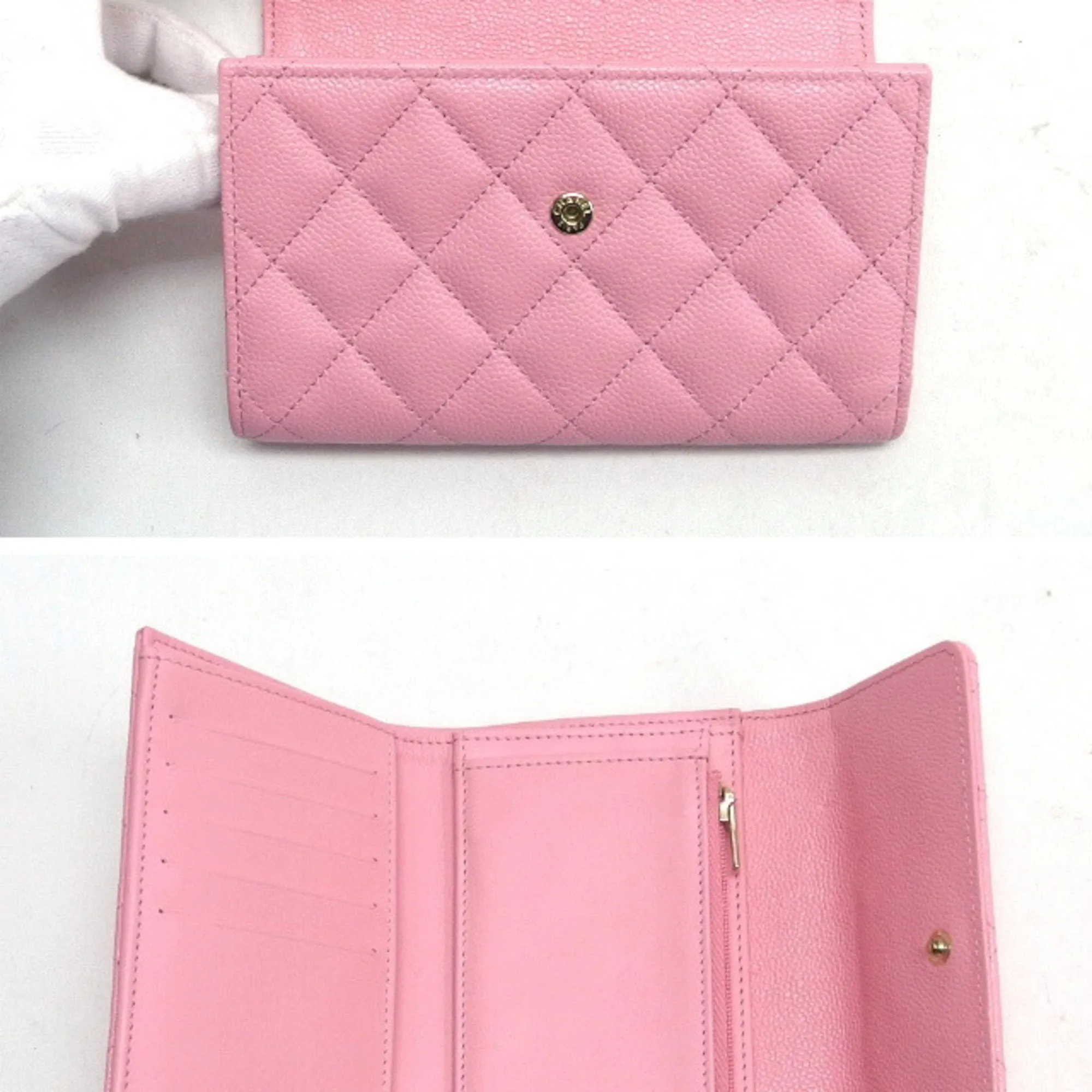 Chanel Caviar Leather Wallet (Tri-Fold) (Pre-Owned)