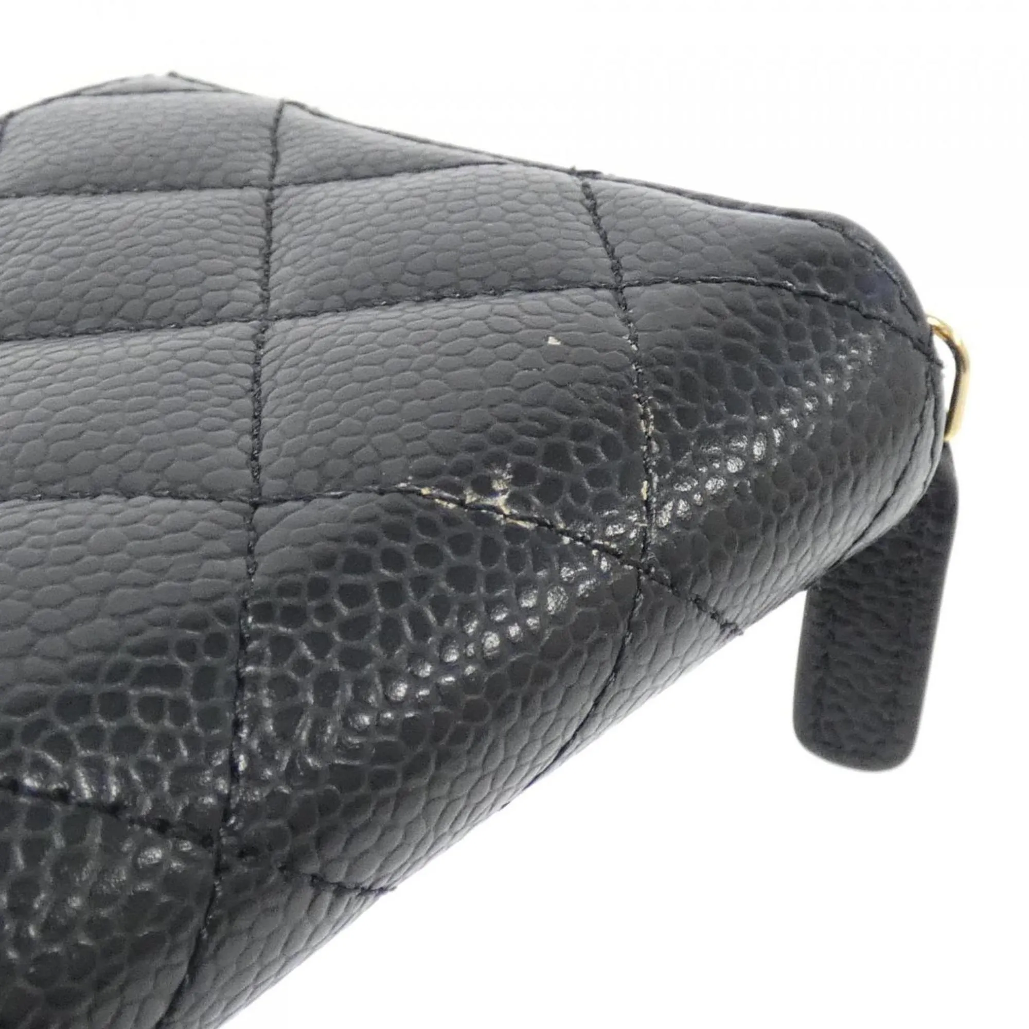 Chanel  gold Caviar Leather Long Wallet (Bi-Fold) (Pre-Owned)