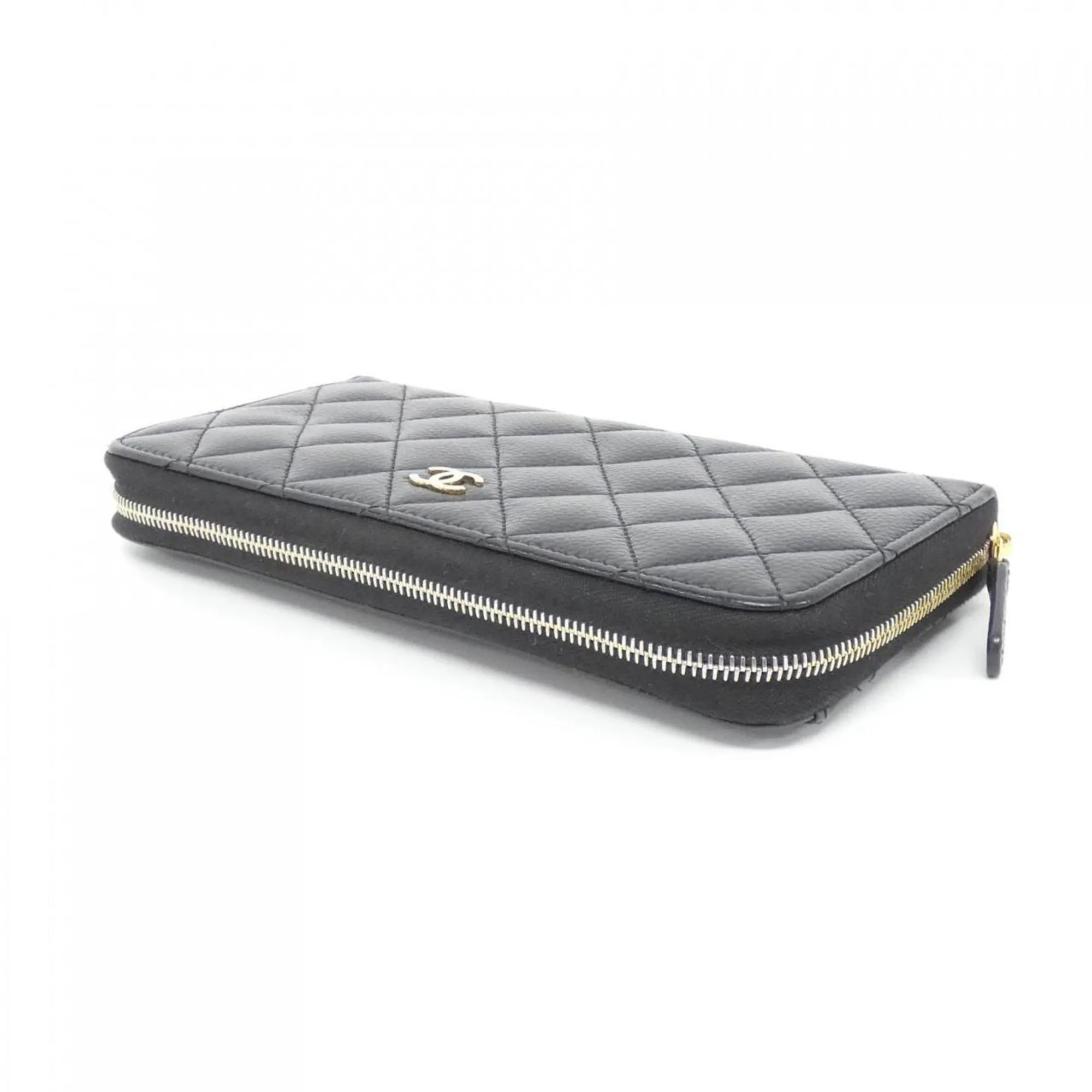 Chanel  gold Caviar Leather Long Wallet (Bi-Fold) (Pre-Owned)