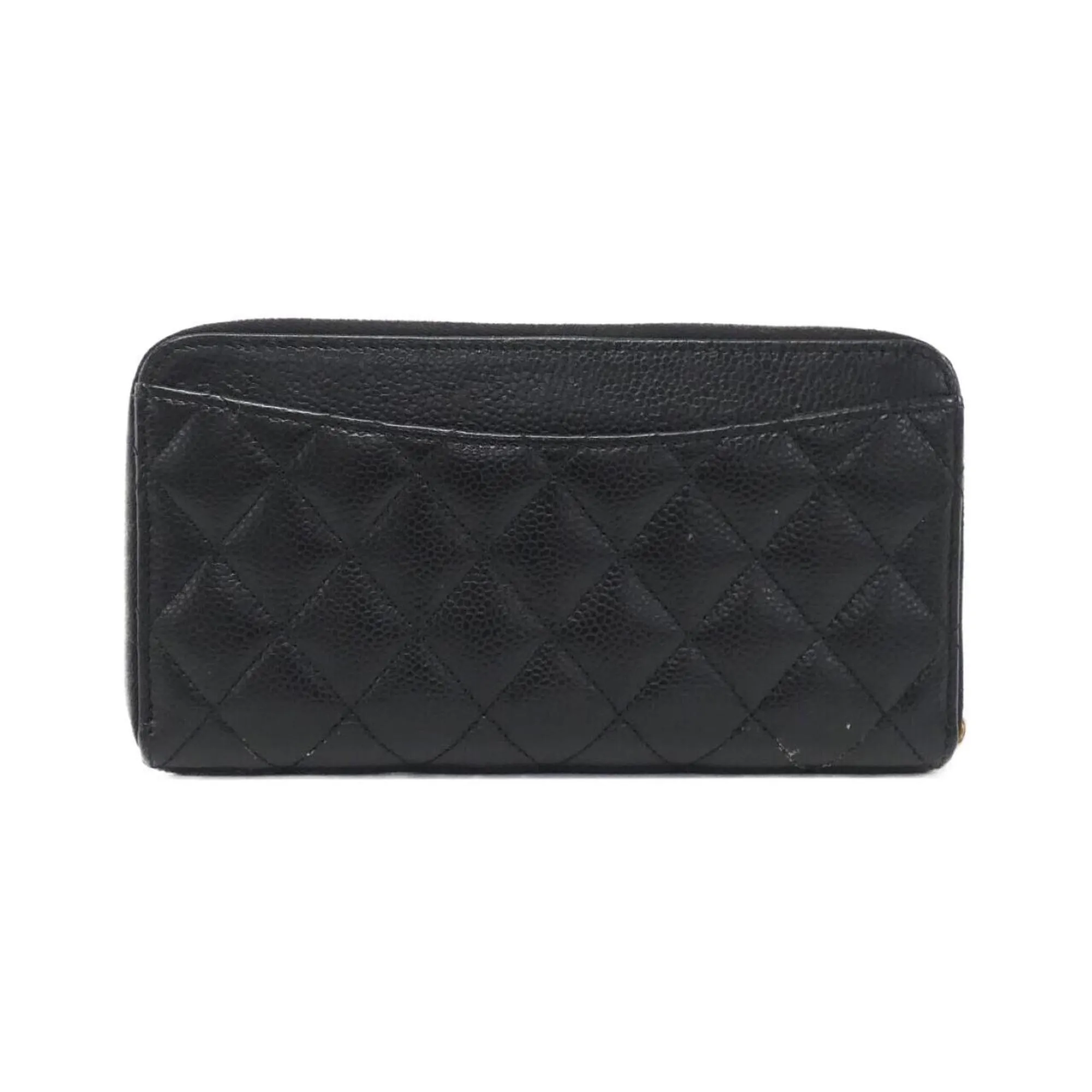 Chanel  gold Caviar Leather Long Wallet (Bi-Fold) (Pre-Owned)
