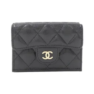 Chanel  gold Caviar Leather Wallet (Tri-Fold) (Pre-Owned)