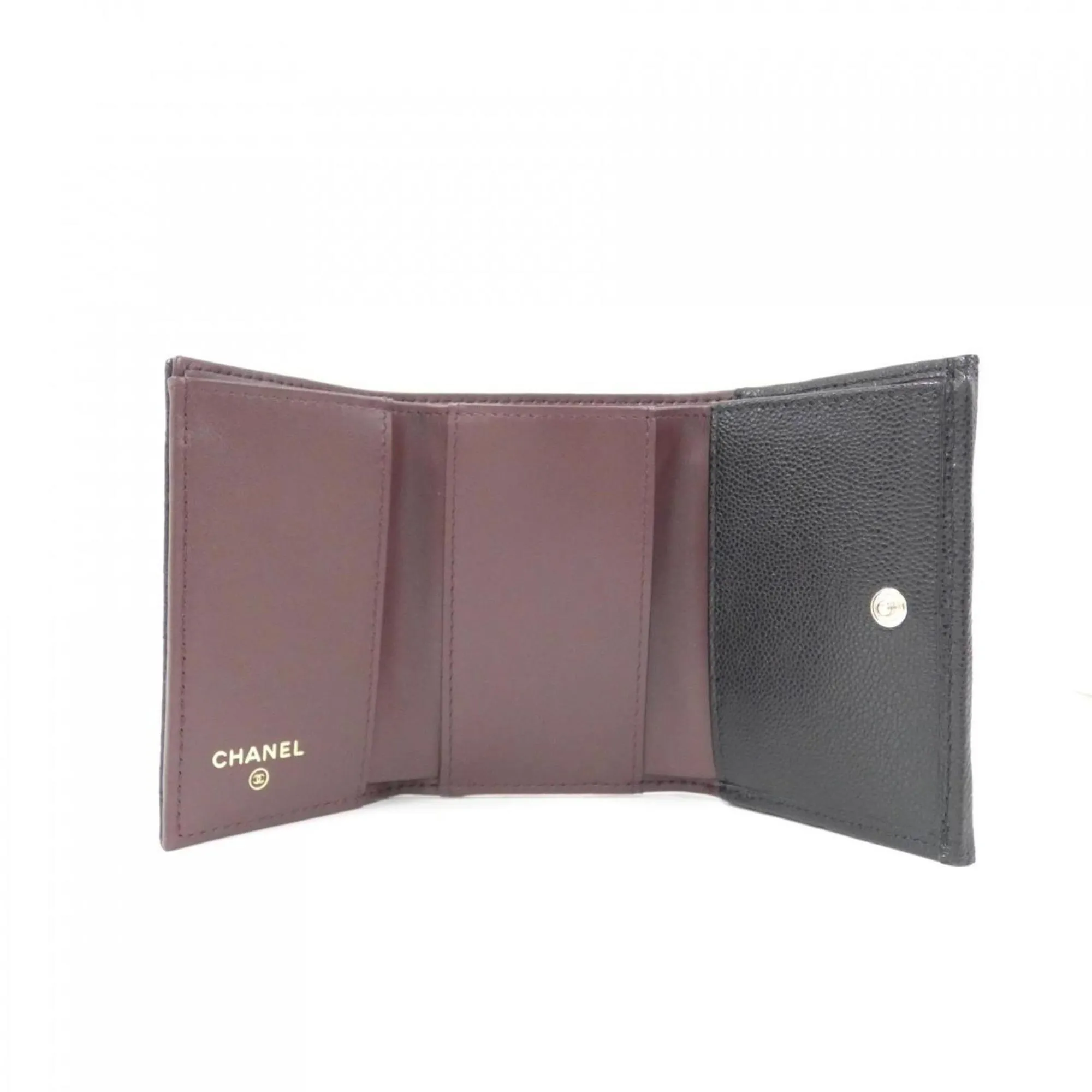 Chanel  gold Caviar Leather Wallet (Tri-Fold) (Pre-Owned)