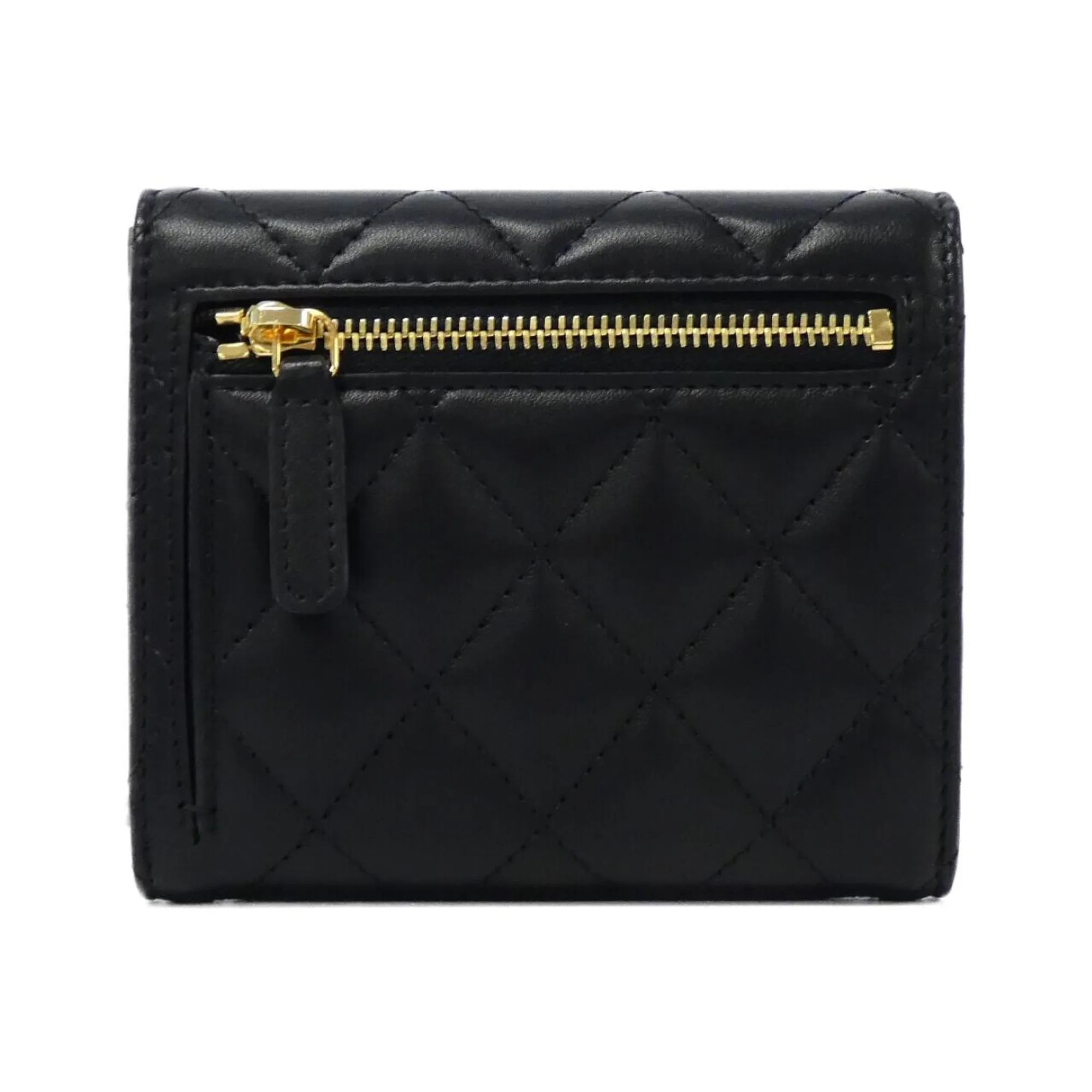 Chanel  gold Leather Wallet (Tri-Fold) (Pre-Owned)