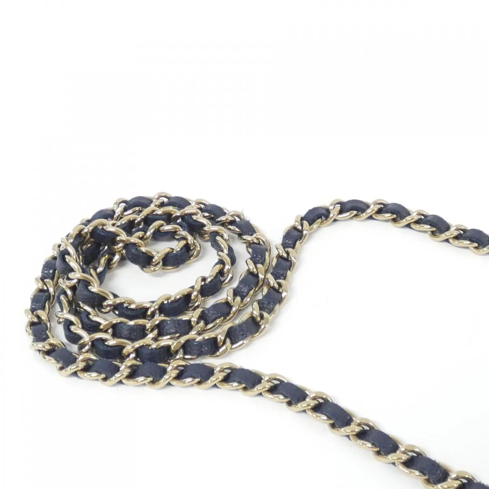 Chanel gold Navy Caviar Leather Chain/Shoulder Wallet (Pre-Owned)